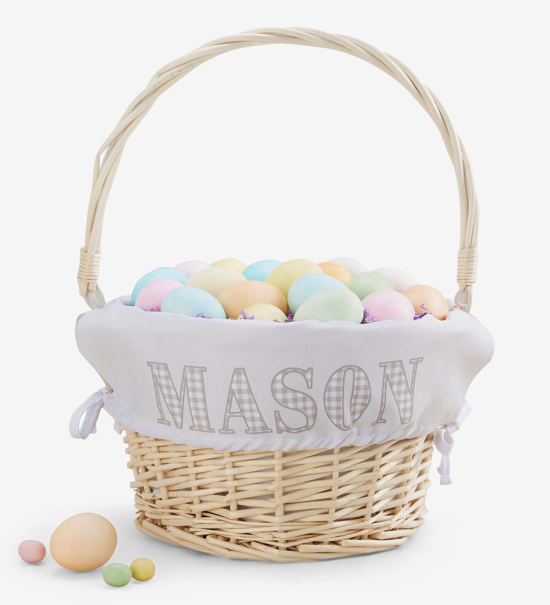 Easter Gingham Name Personalized Easter Basket with Folding Handle