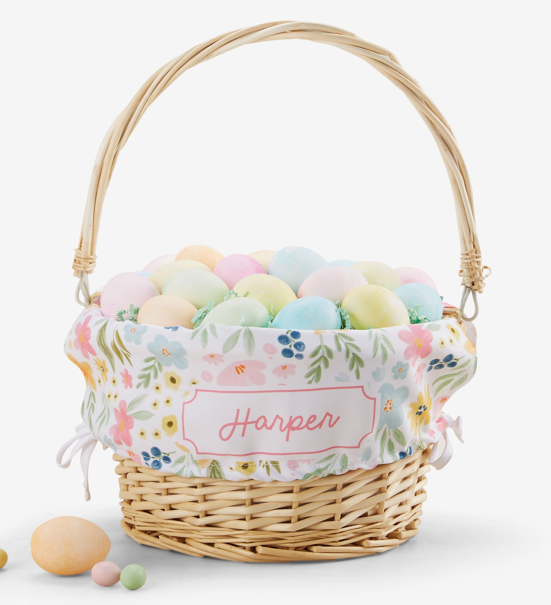 Easter Flowers Personalized Easter Basket with Folding Handle