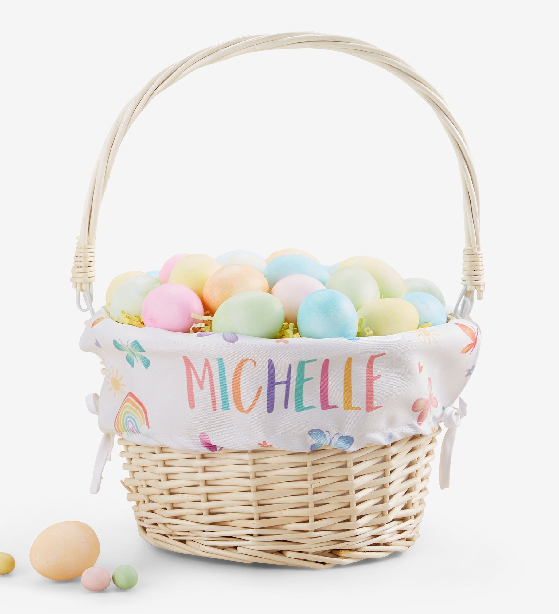 Watercolor Brights Personalized Easter Basket with Folding Handle