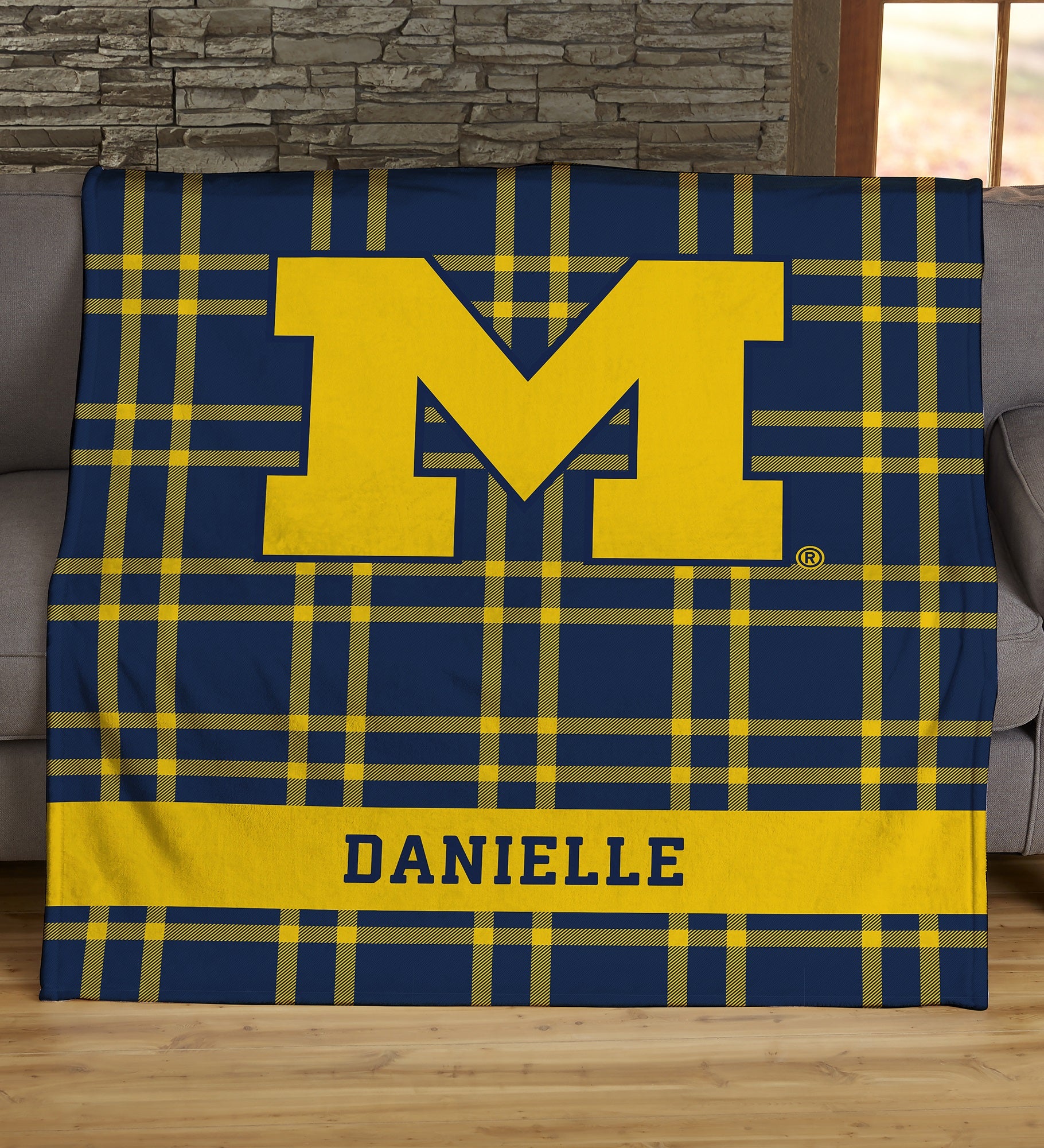 NCAA Plaid Michigan Wolverines Personalized Blankets