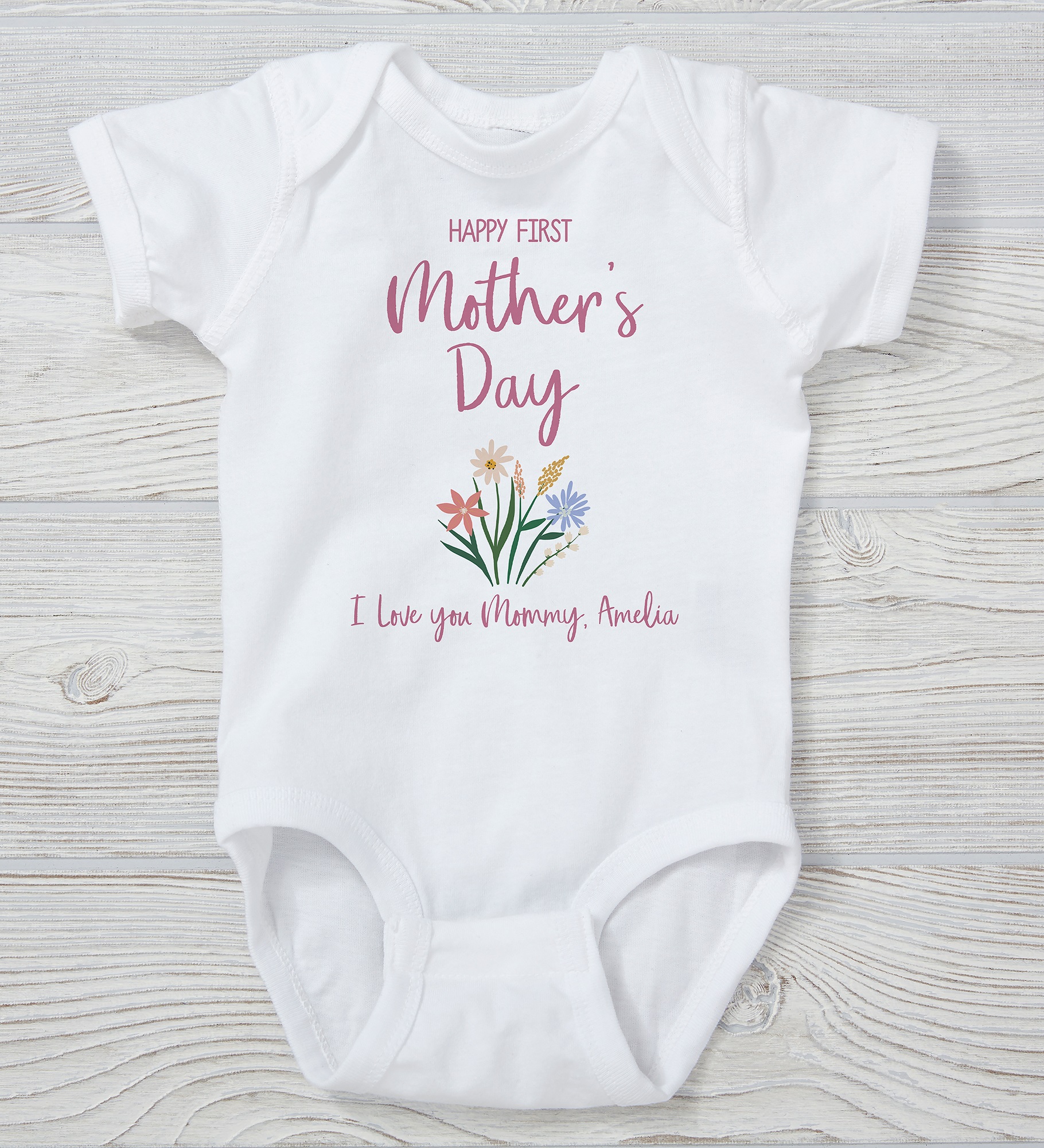 Floral First Mother's Day Personalized Baby Clothing