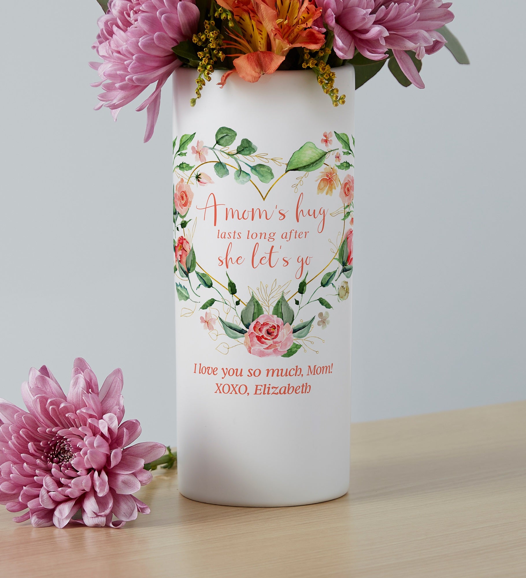 A Mom's Hug Personalized Ceramic Vase