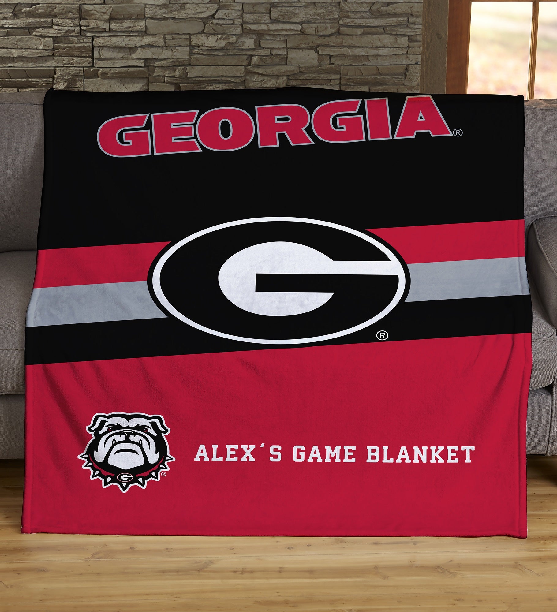 NCAA Stripe Georgia Bulldogs Personalized Blankets