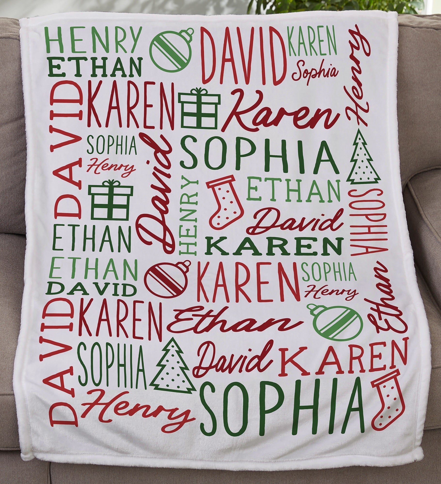 Holiday Repeating Name Personalized Blanket