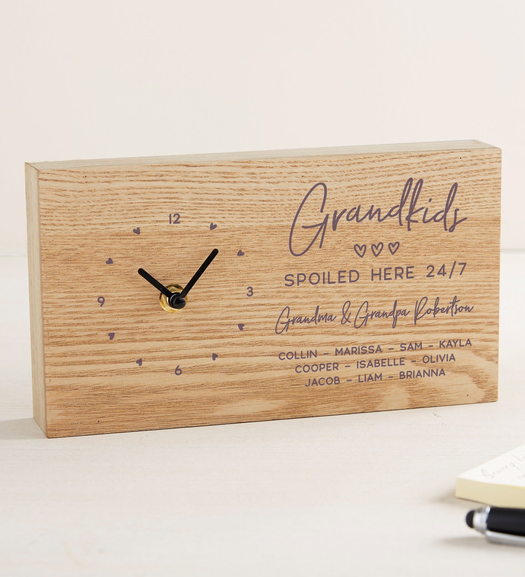 Grandkids Spoiled Here Personalized Wooden Clock