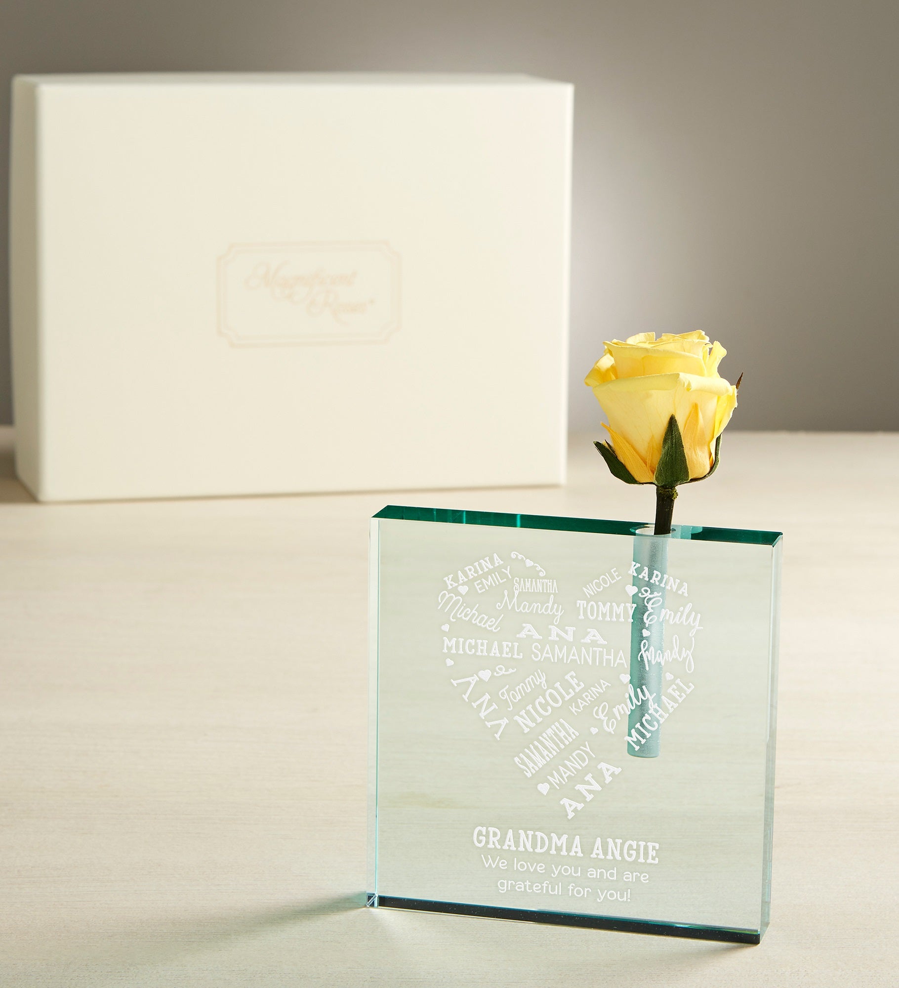 Magnificent Roses® Personalized Close To Her Heart Bud Vase