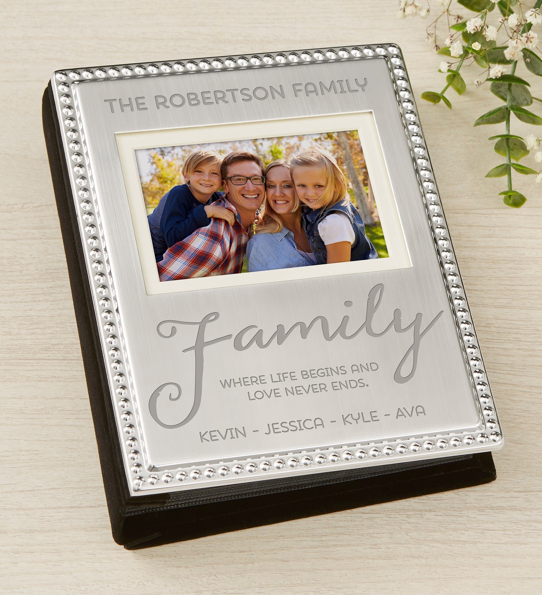 Where Life Begins Engraved Silver Beaded Mini Photo Album