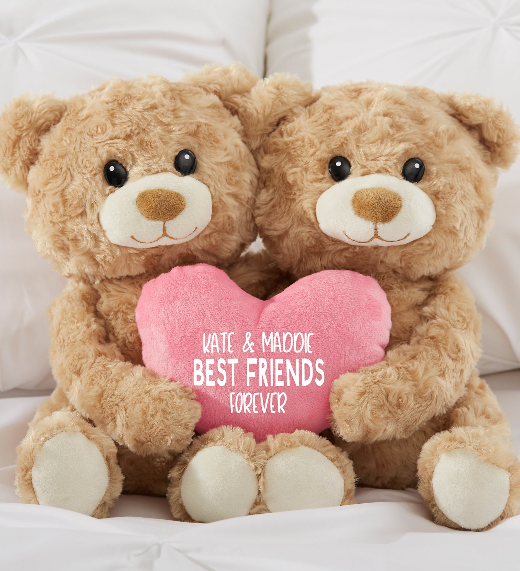 Best Friends Personalized Hugging Bear Plush Pink Heart