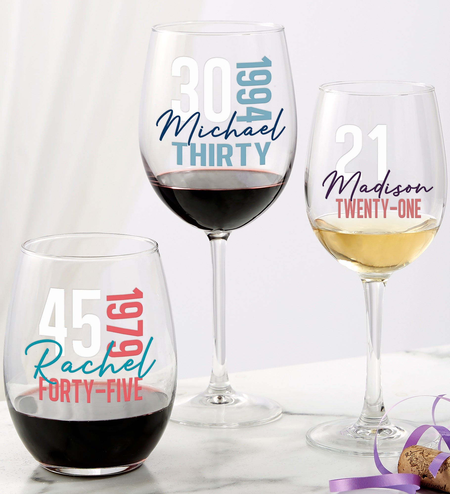 Timeless Birthday Personalized Wine Glass Collection