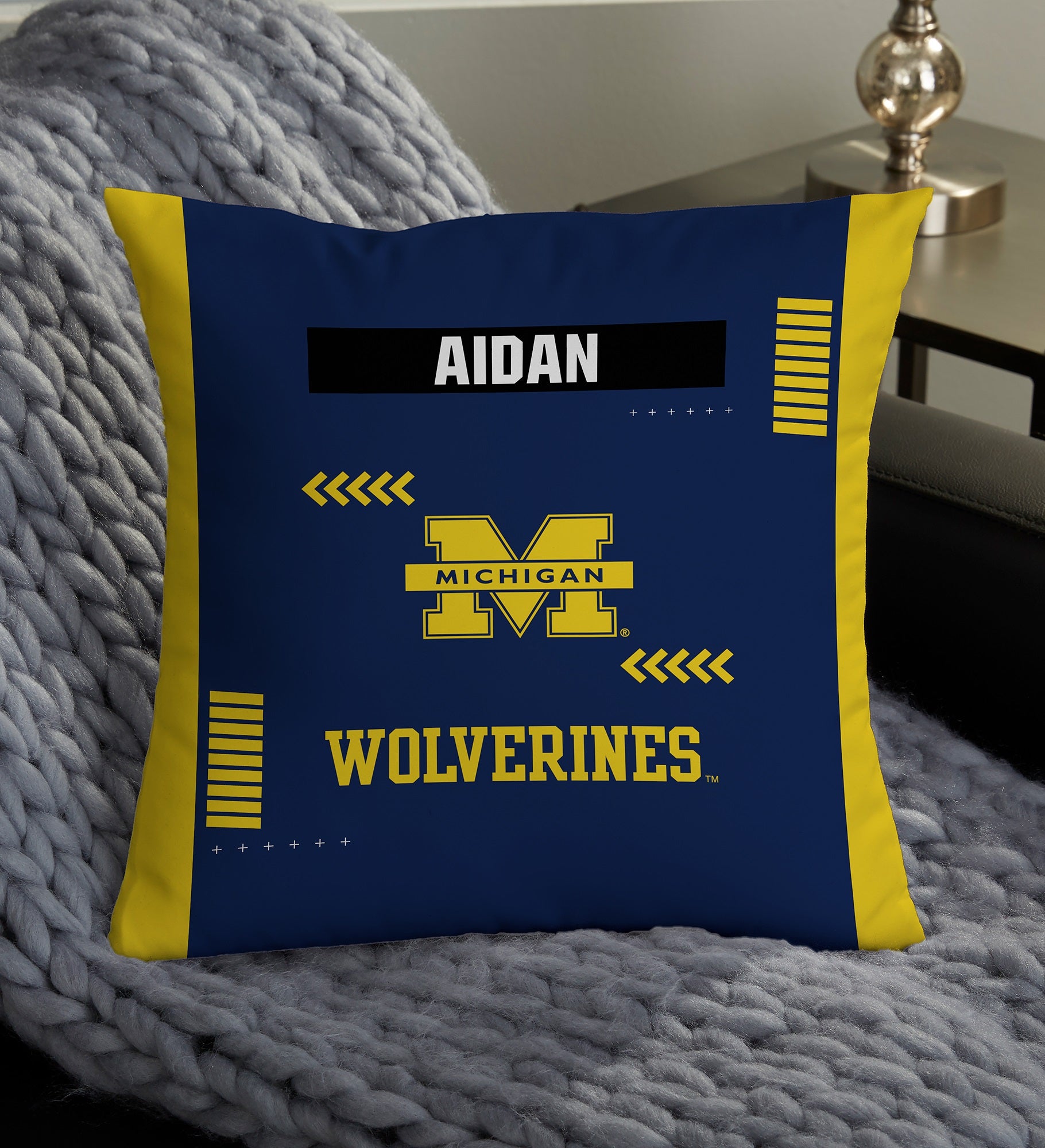 NCAA Michigan Wolverines Classic Personalized Throw Pillow