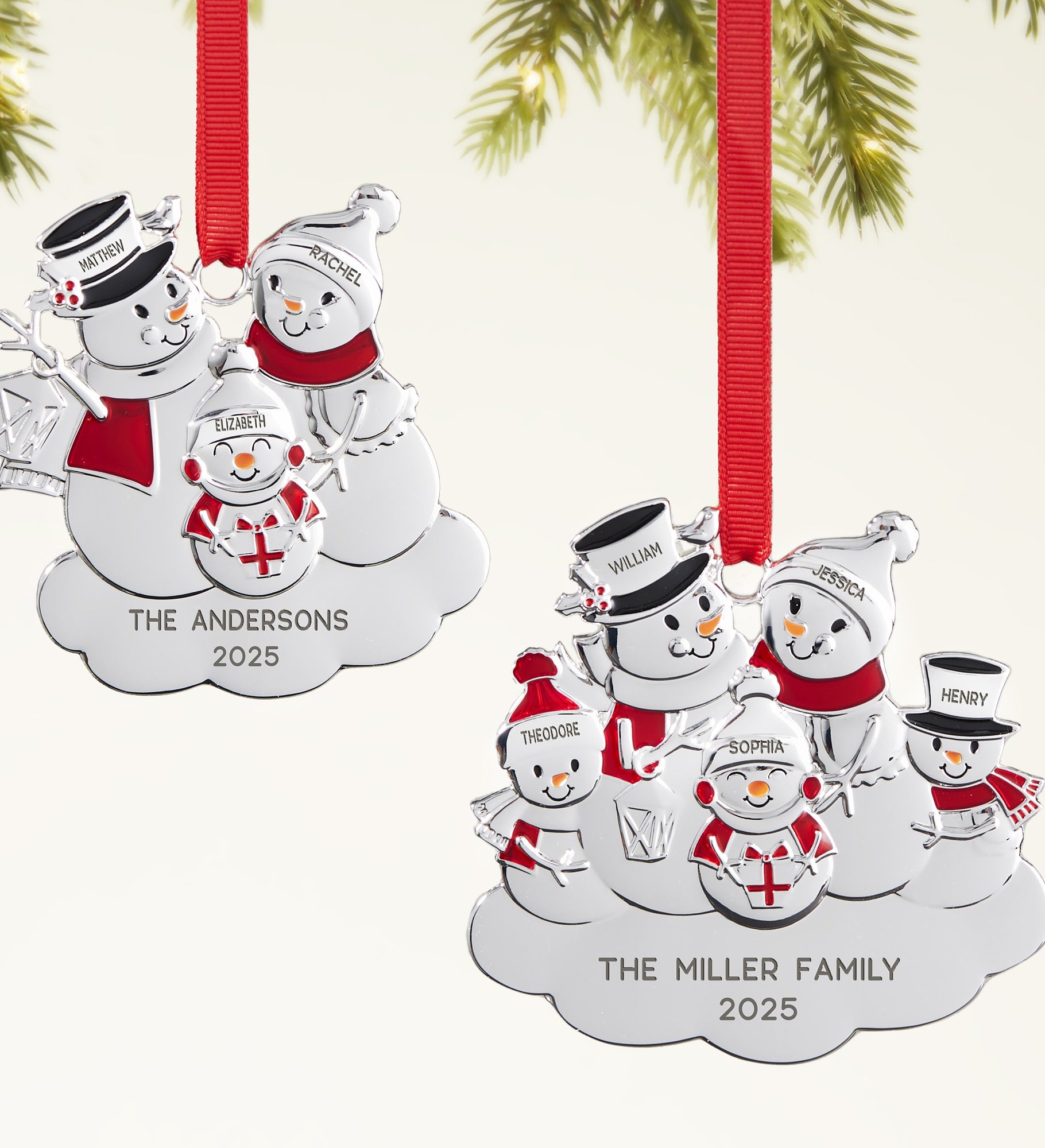 Snowman Family Personalized Metal Ornament