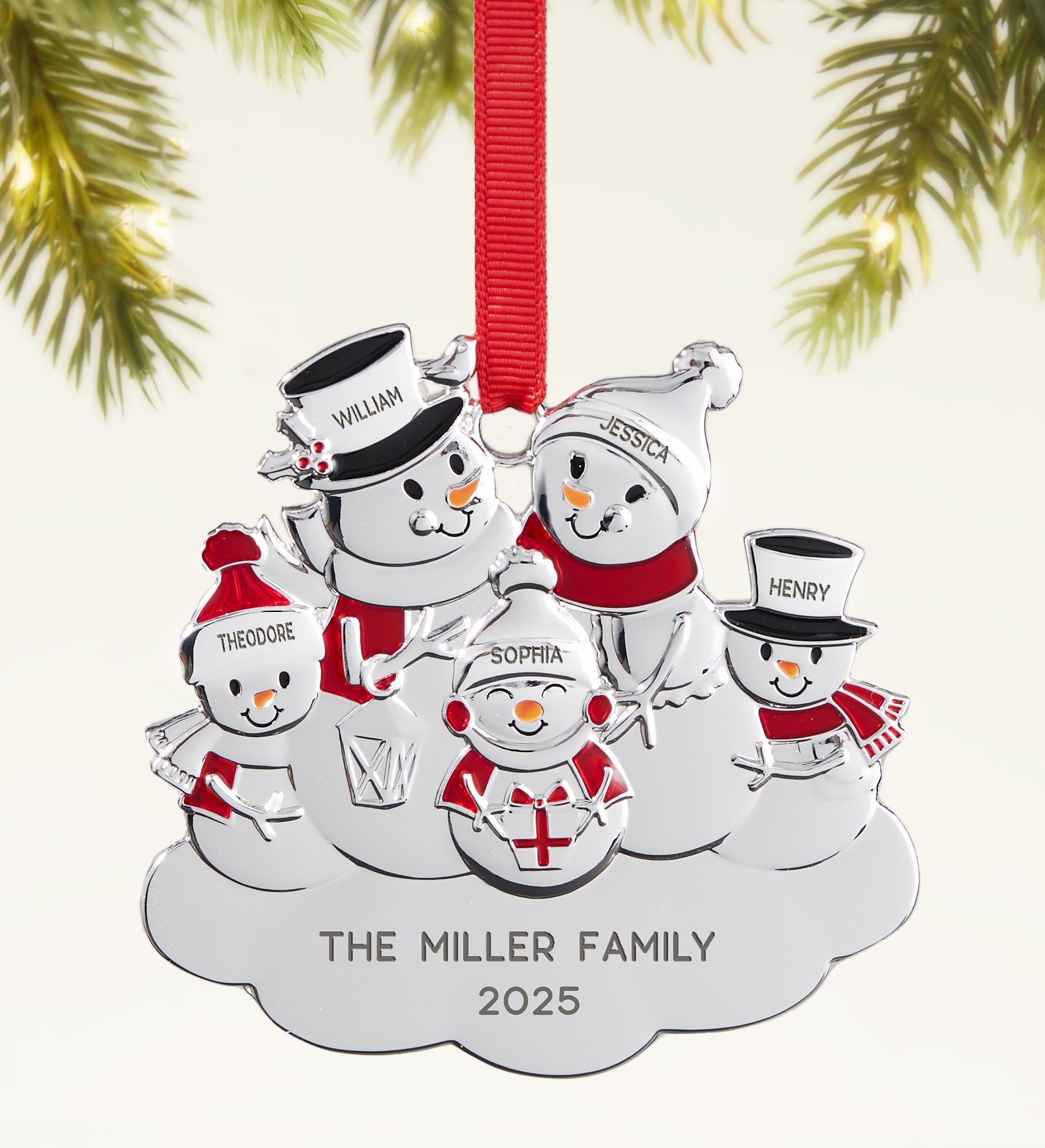Snowman Family Personalized Metal Ornament