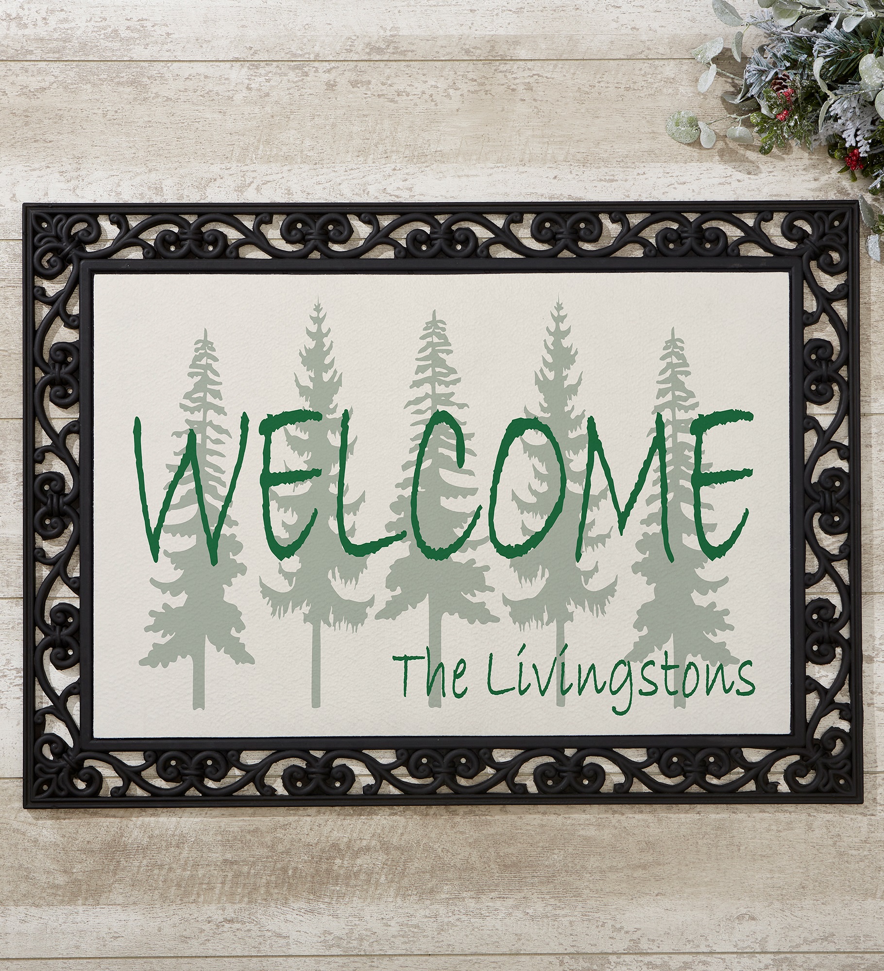 Evergreen Welcome Personalized Doormat
