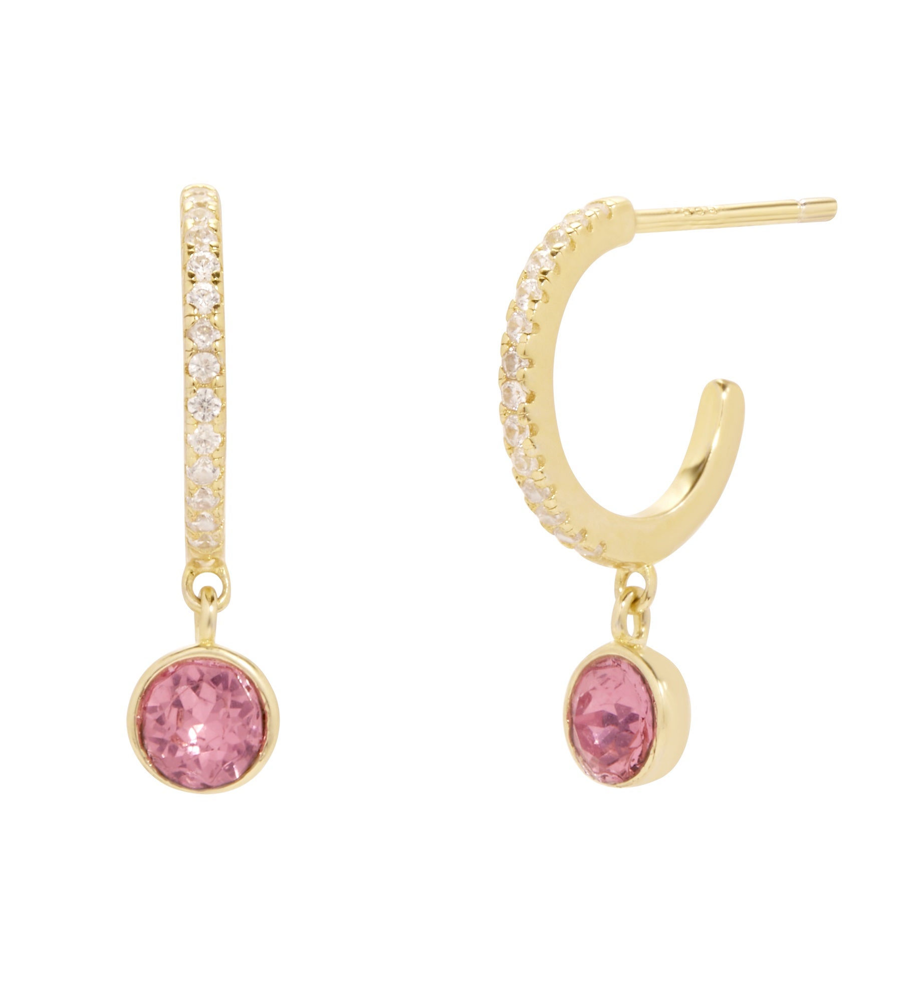 Custom Birthstone Charm Huggie Earrings