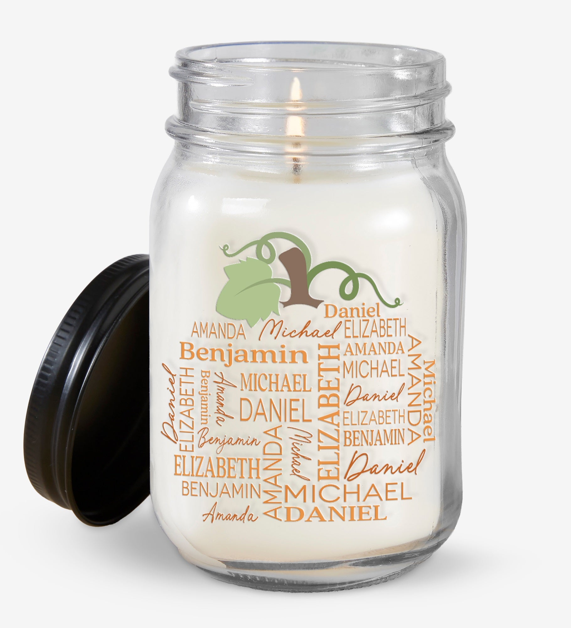 Fall Repeating Name Personalized Farmhouse Candle Jar