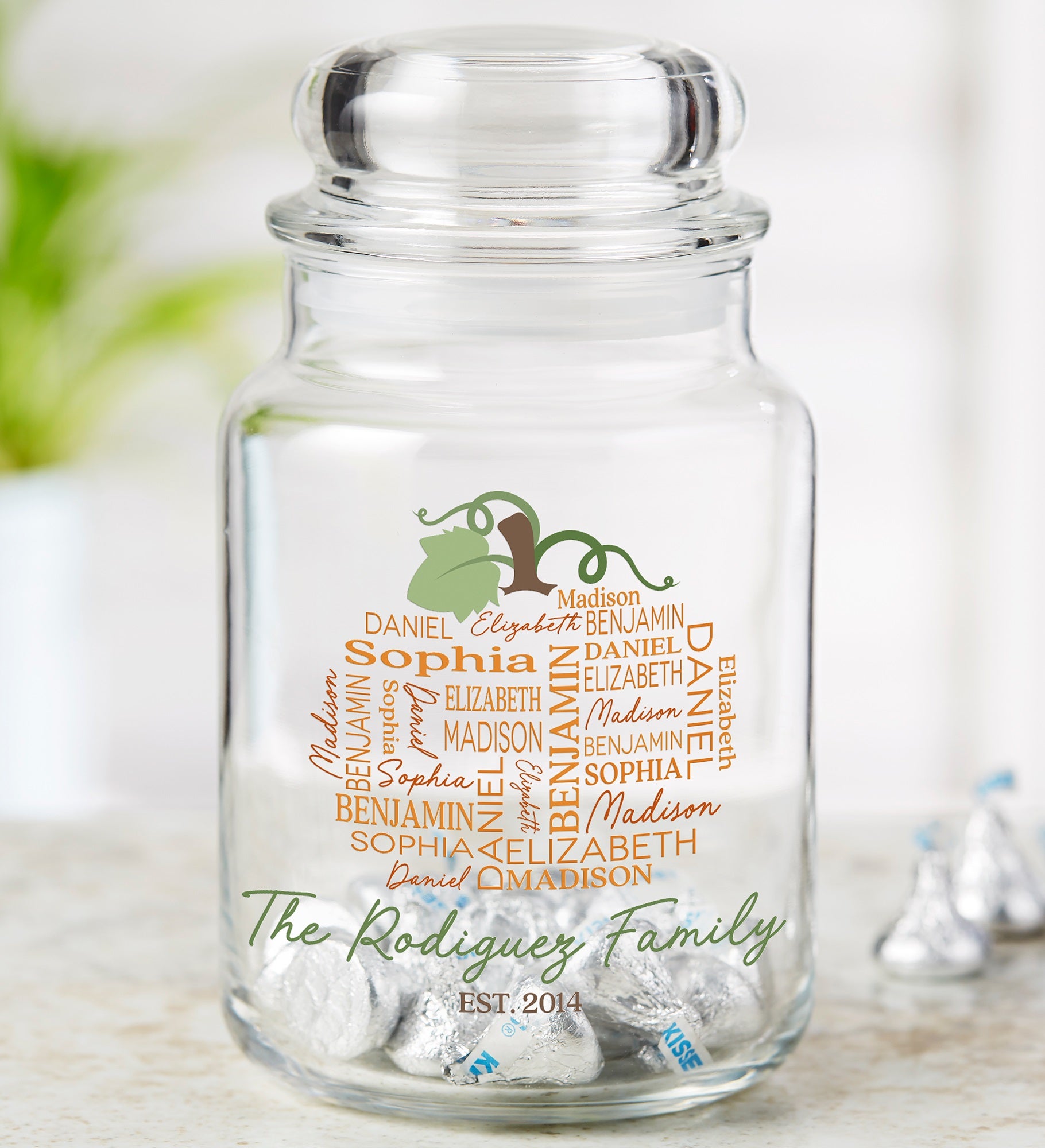 Fall Repeating Name Personalized Glass Treat Jar
