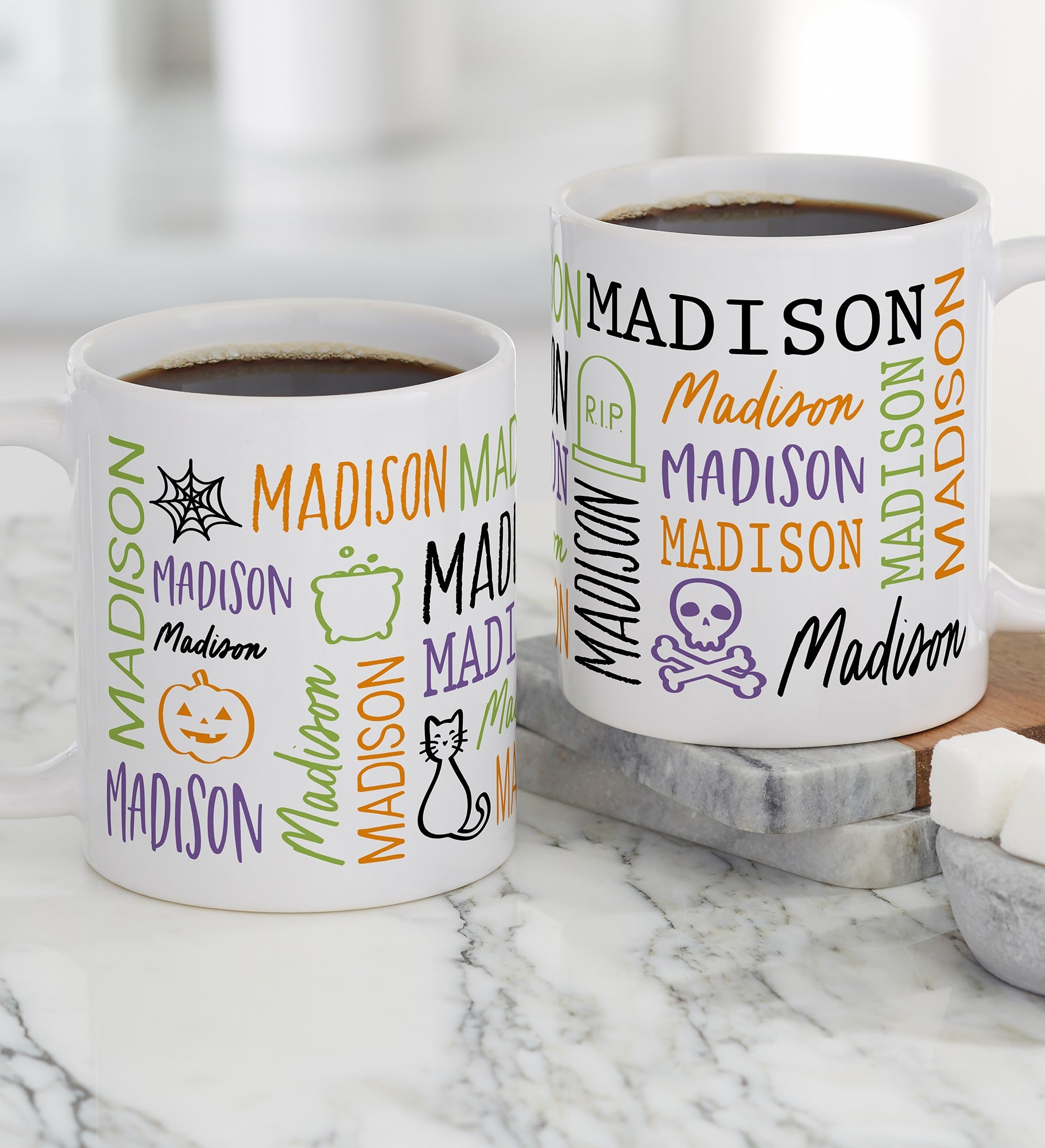 Halloween Repeating Name Personalized Coffee Mugs