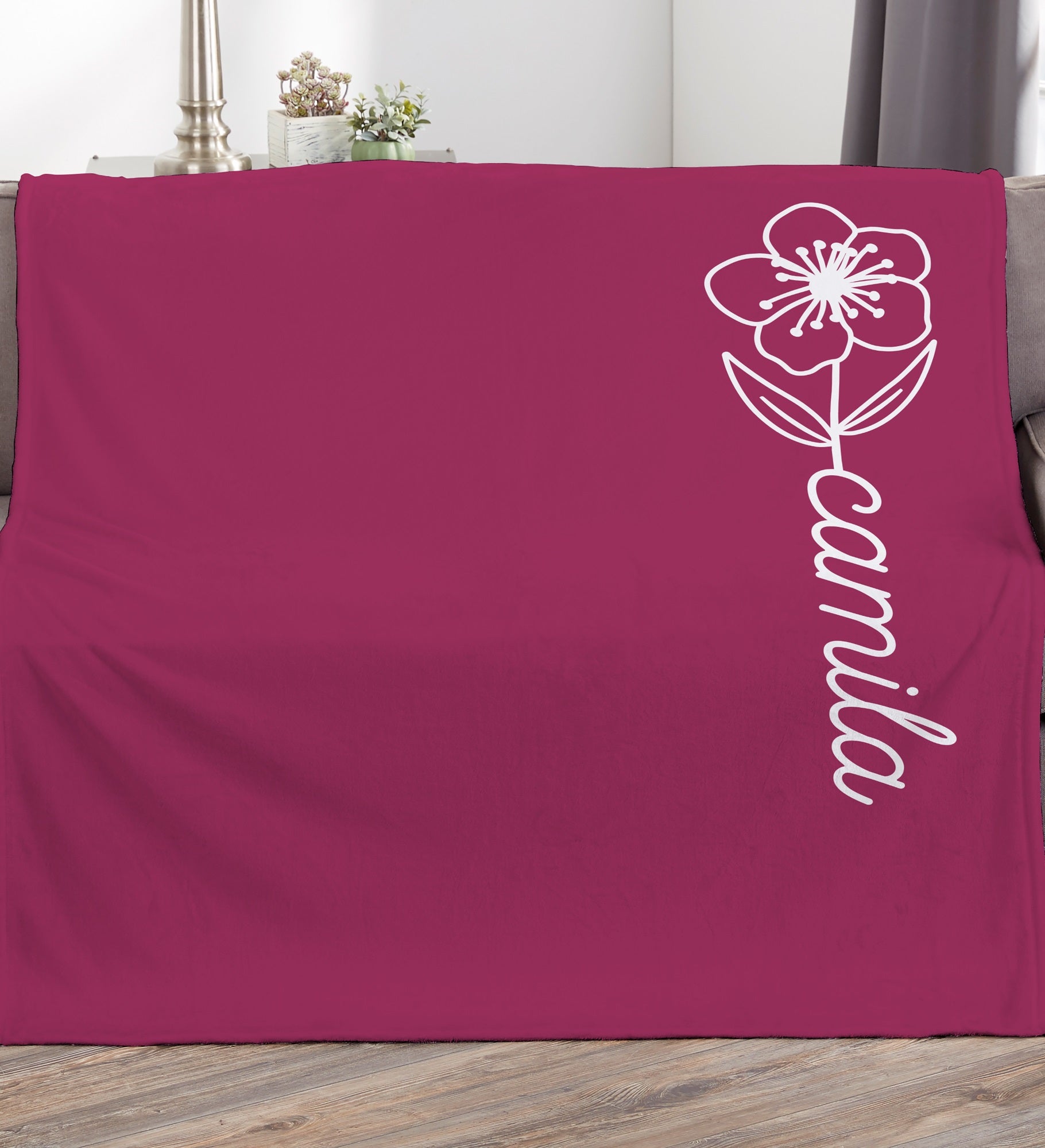 Birth Flower Name Personalized Blanket