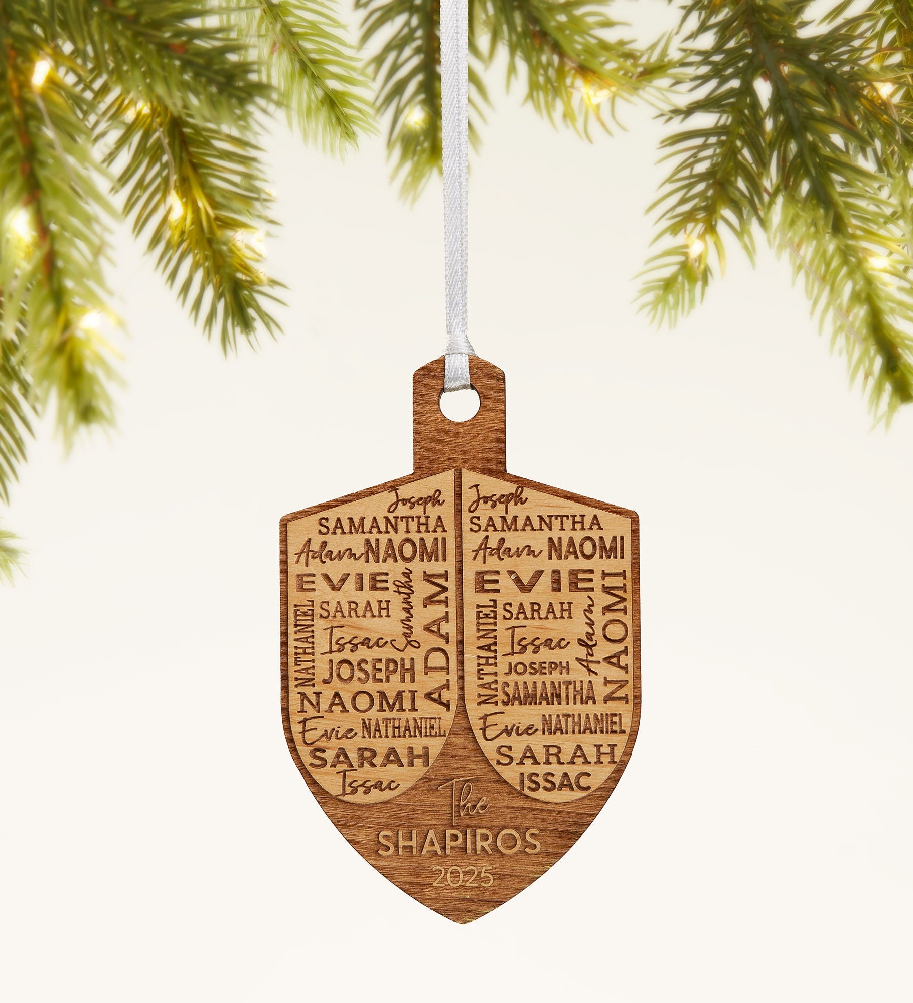 Hannukah Dreidel Personalized Wood Ornament