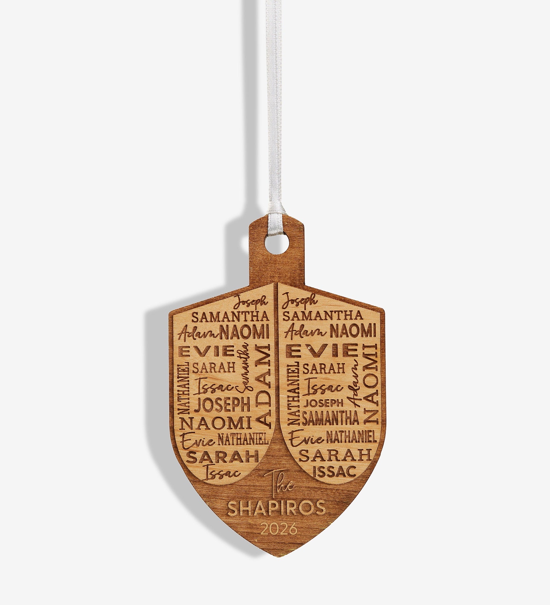 Hannukah Dreidel Personalized Wood Ornament
