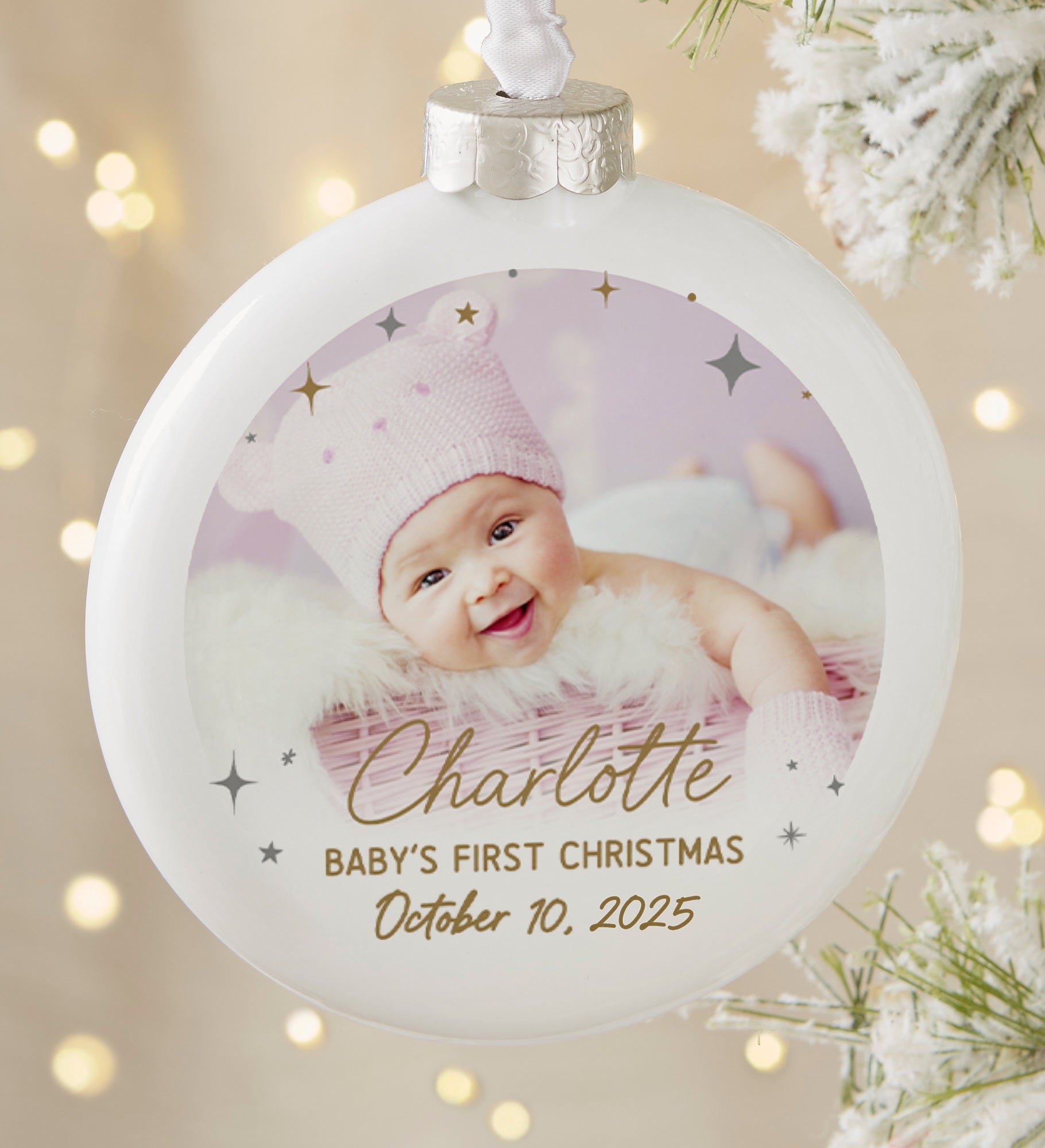 Starburst Baby's First Christmas Personalized Deluxe Ornament