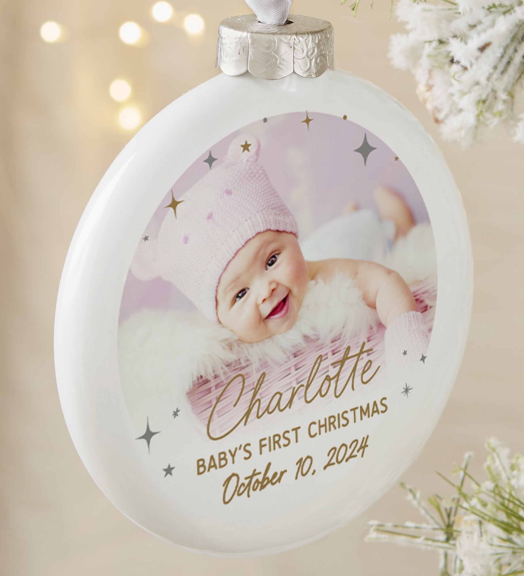Starburst Baby's First Christmas Personalized Deluxe Ornament
