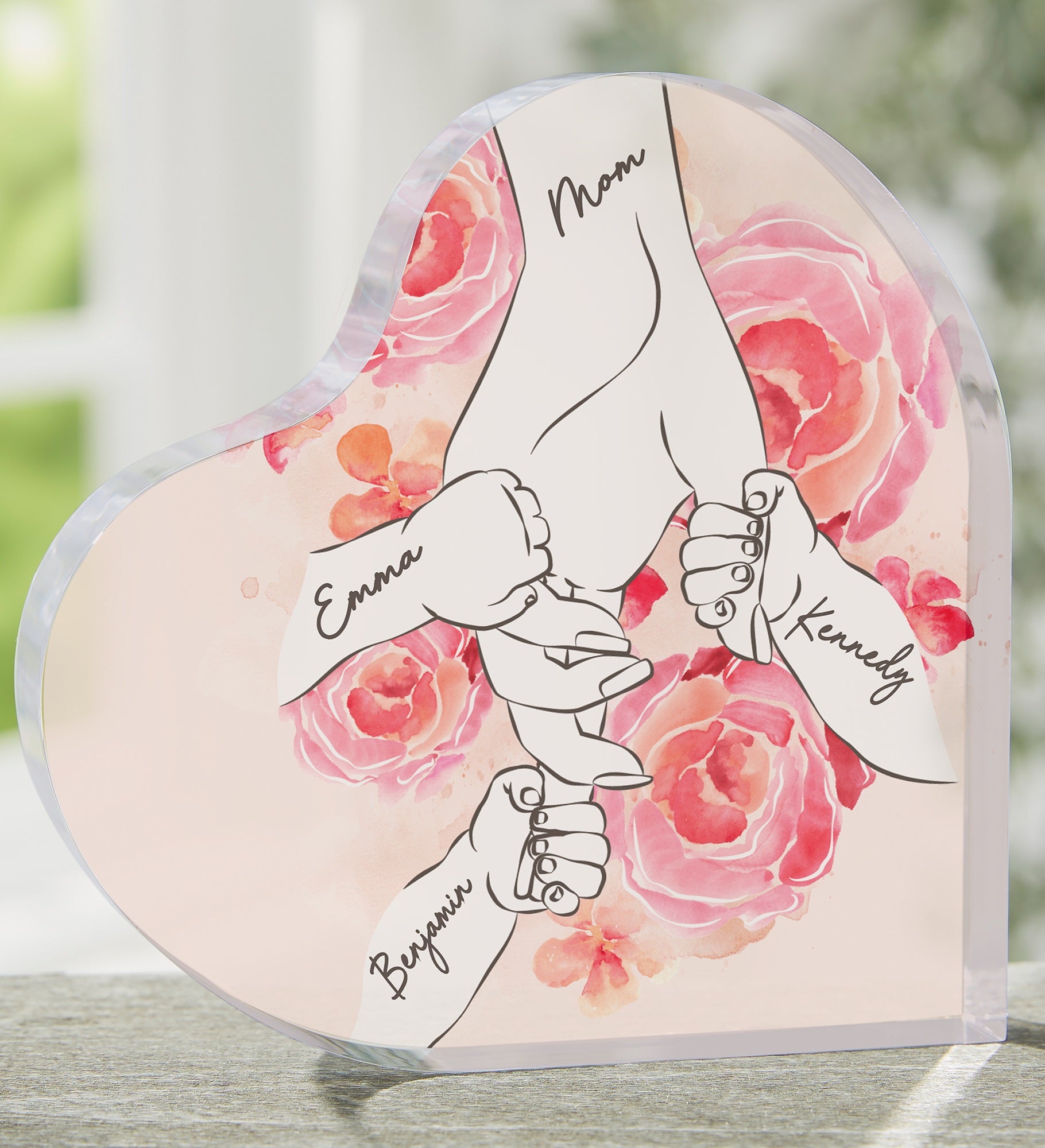 Mother's Loving Hand Personalized Colored Heart Keepsake