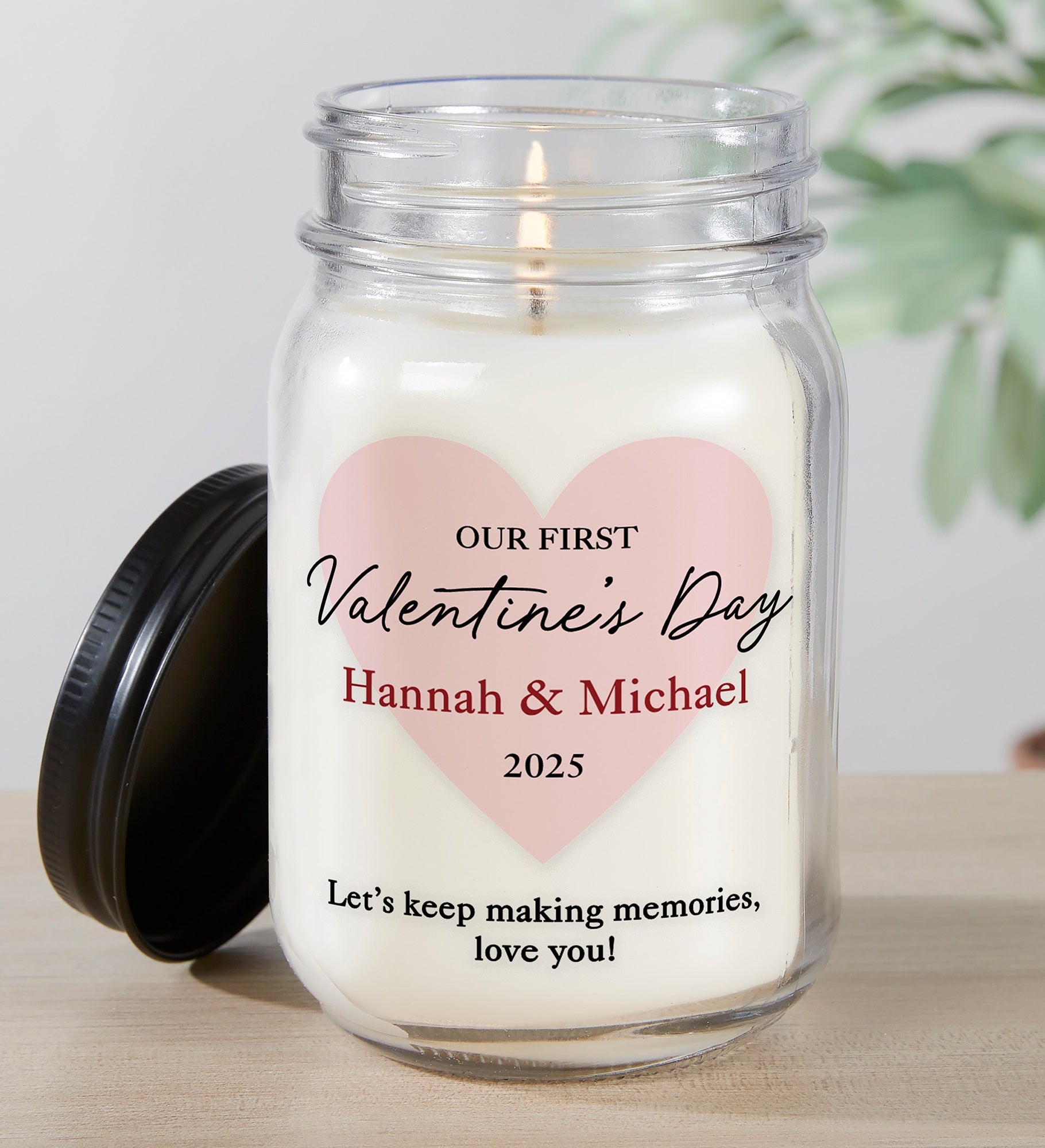 Our First Valentine's Day Personalized Farmhouse Candle Jar