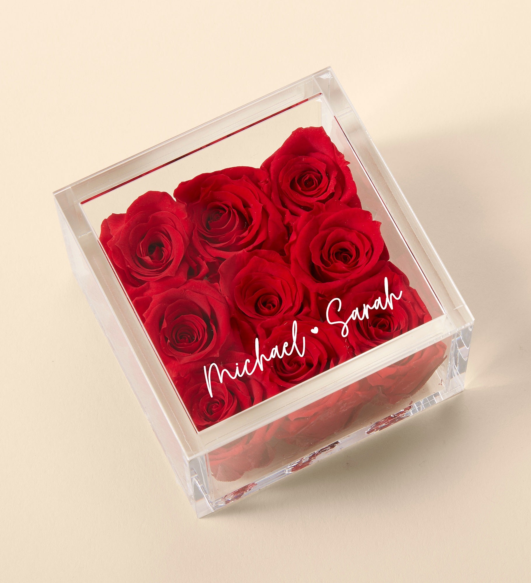 Magnificent Roses® Personalized Connected Love Miniature Red Rose Keepsake Box