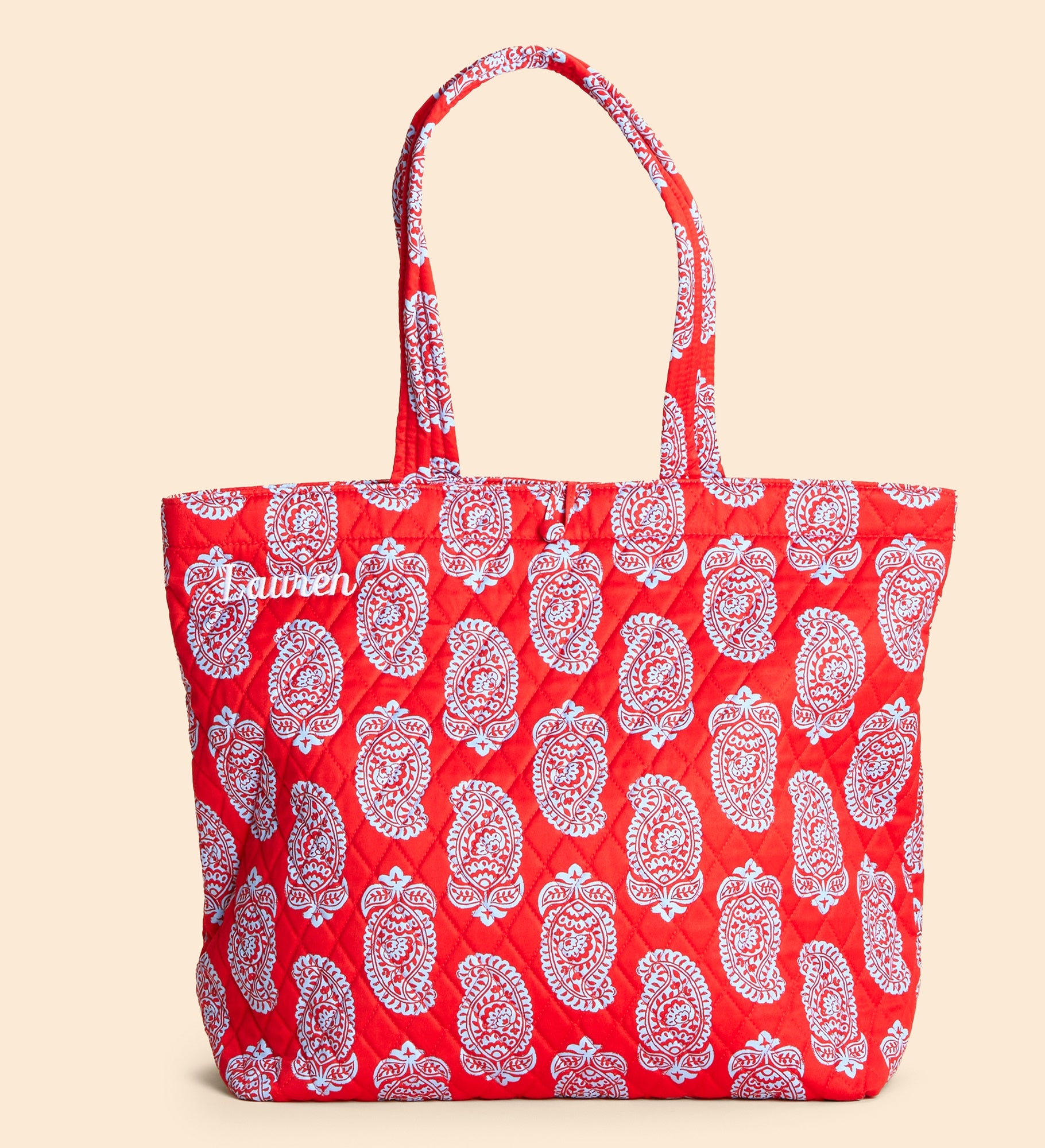 Vera Bradley Embroidered Iconic Paisley Original Tote-Goji Berry Red