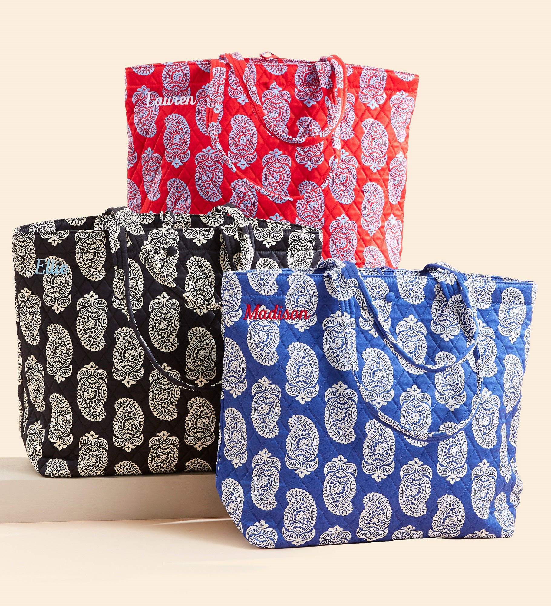 Vera Bradley Embroidered Iconic Paisley Original Tote Moonless Night