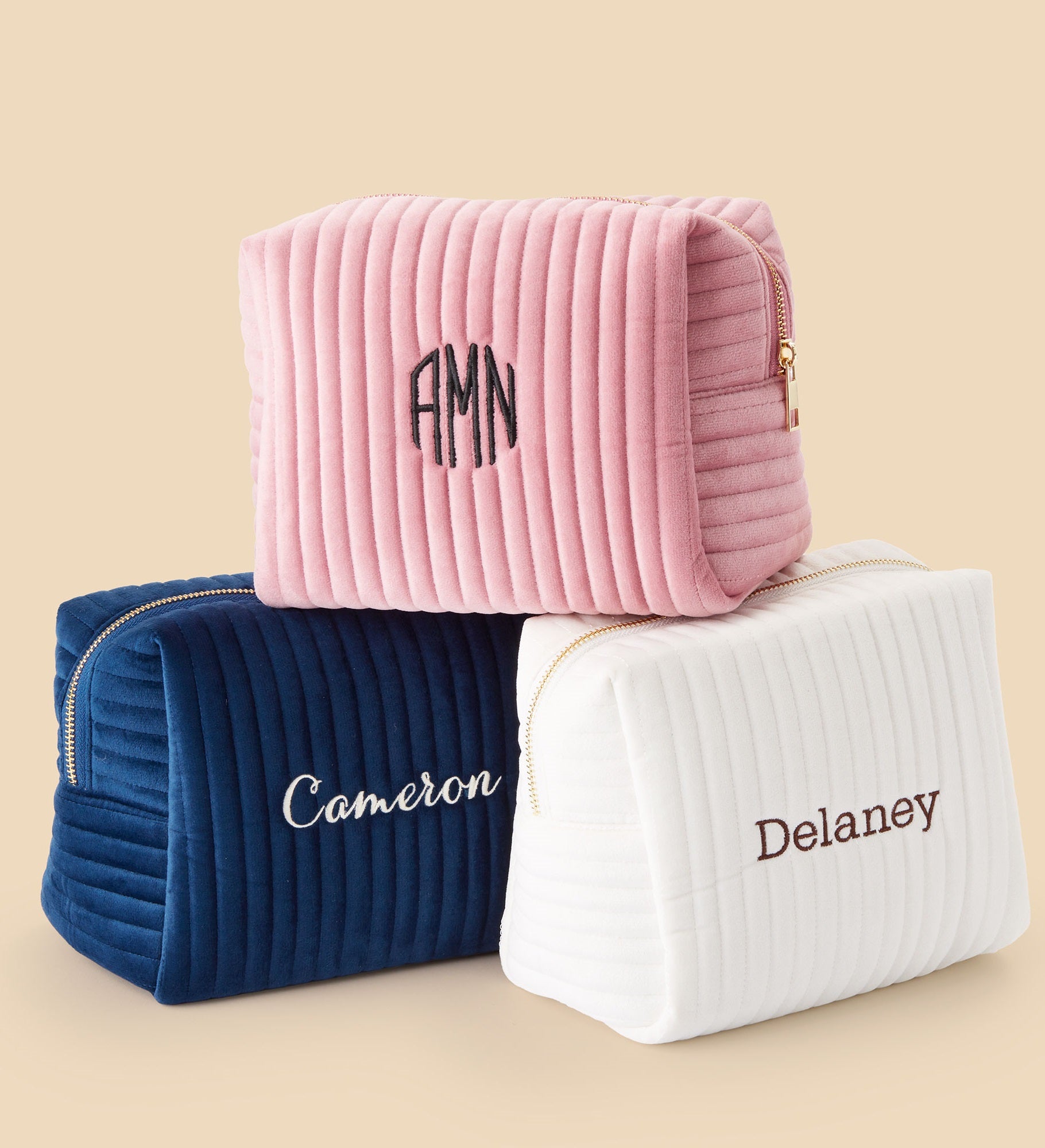 Classic Celebrations Embroidered Velvet Makeup Bags