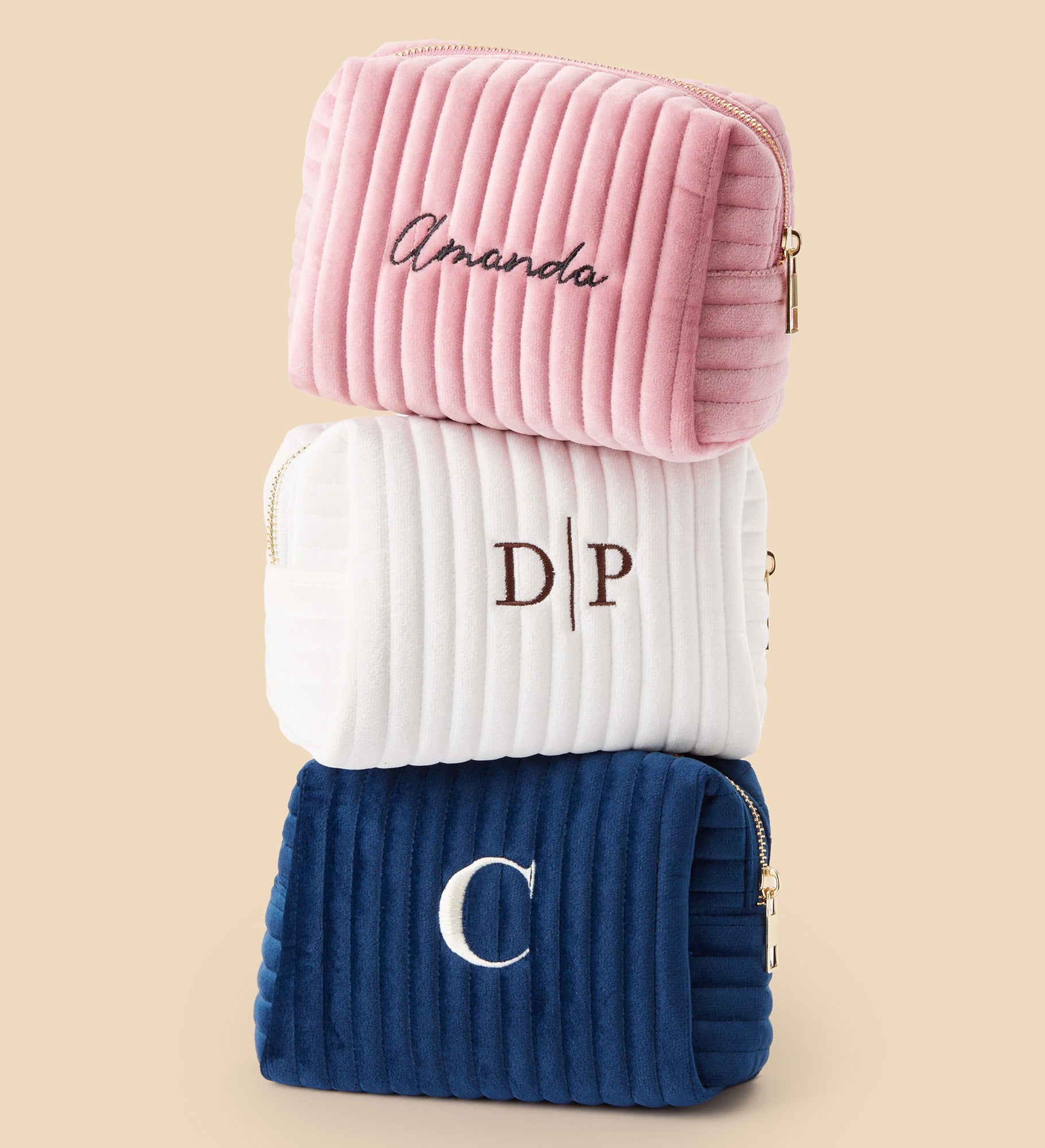Classic Celebrations Embroidered Velvet Makeup Bags
