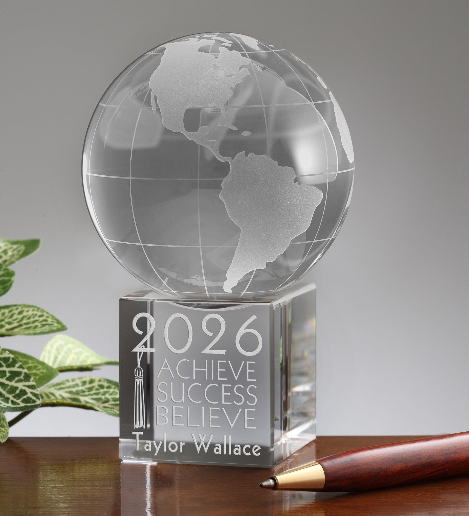Graduation Inspiration Personalized Crystal Globe 