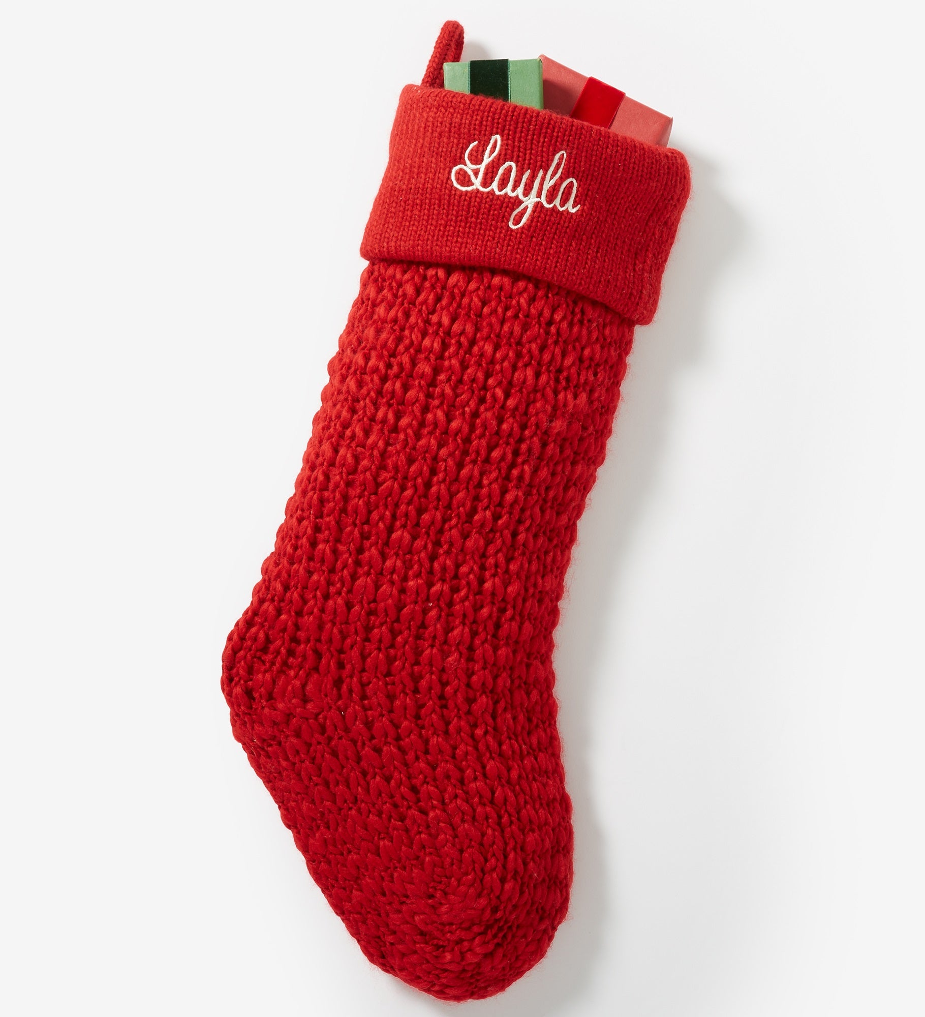 Knit Noel Embroidered Christmas Stocking