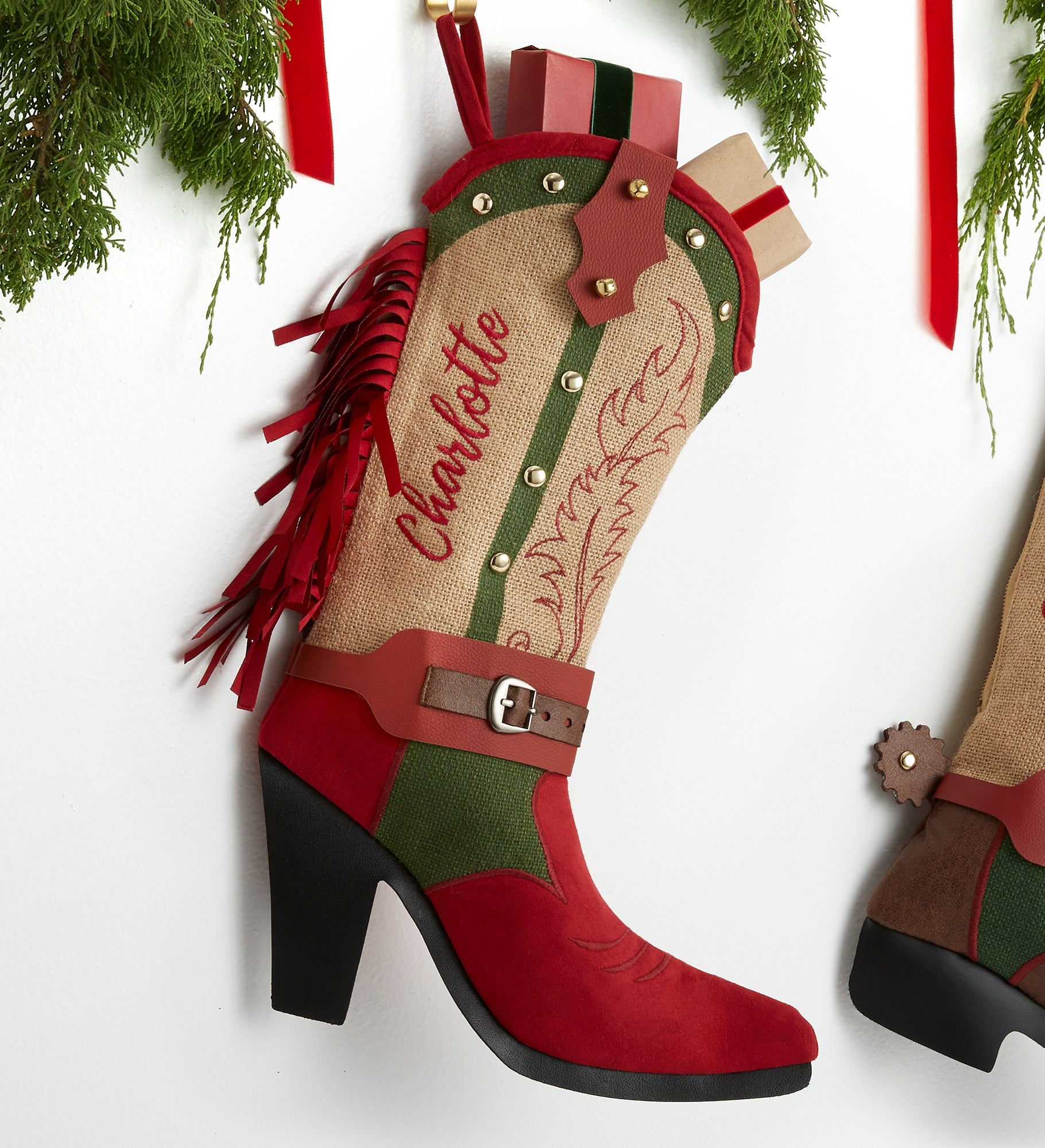 Cowgirl Boot Personalized Christmas Stocking