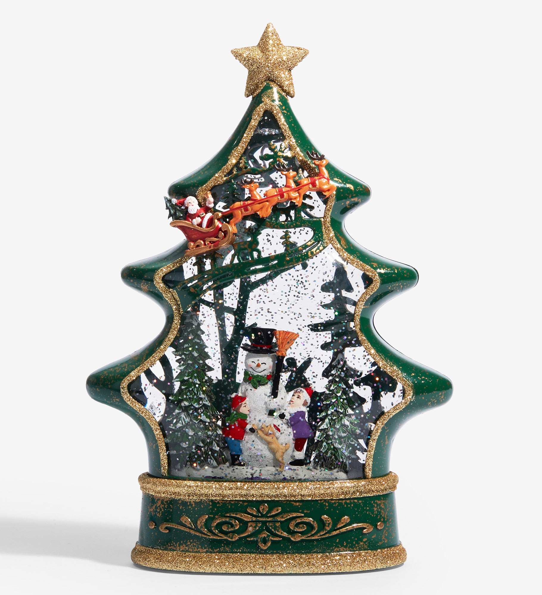 Snowman's Joy Christmas Tree Shimmer Water Lantern