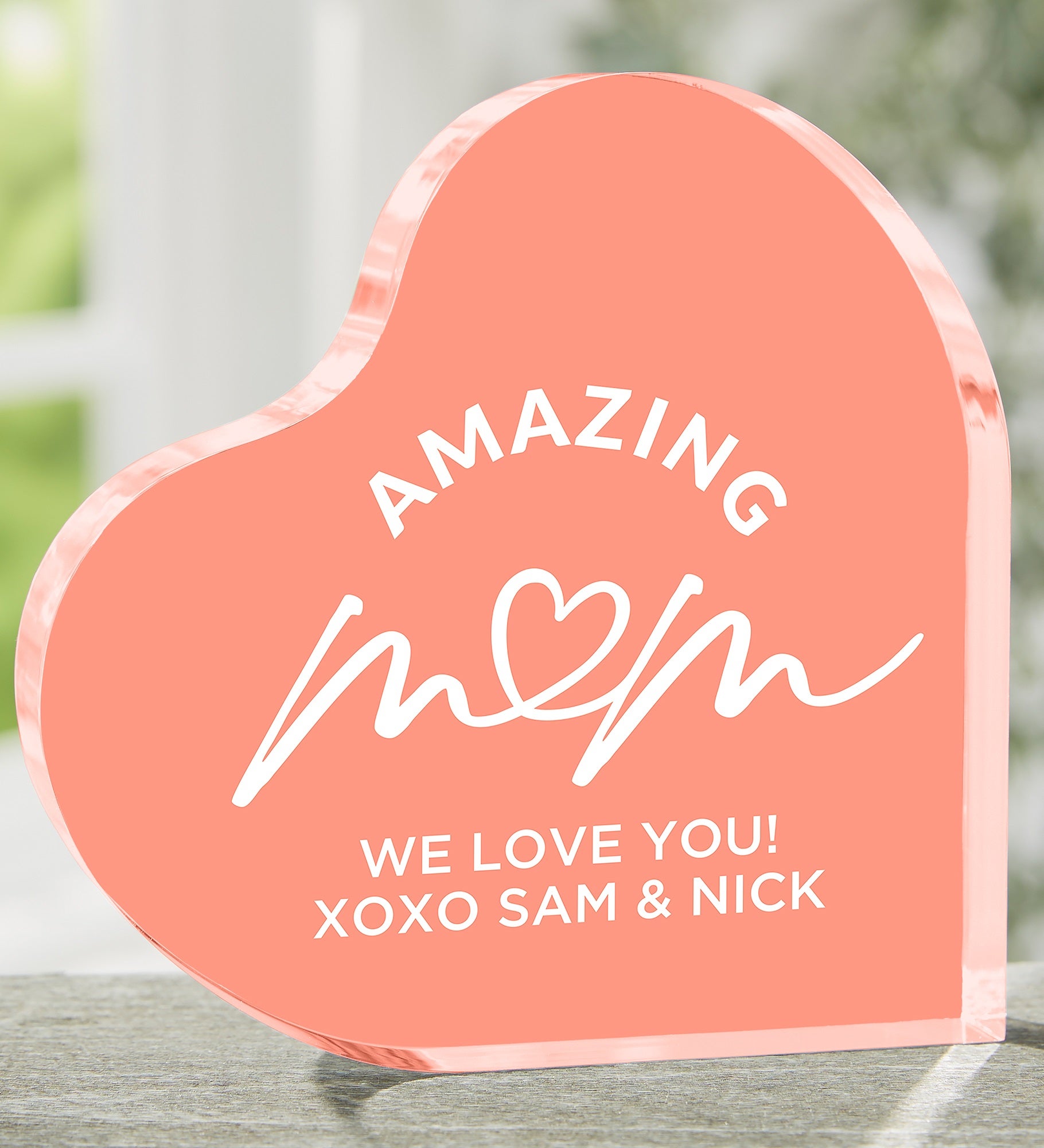 Amazing Mom Personalized Colored Heart Keepsake