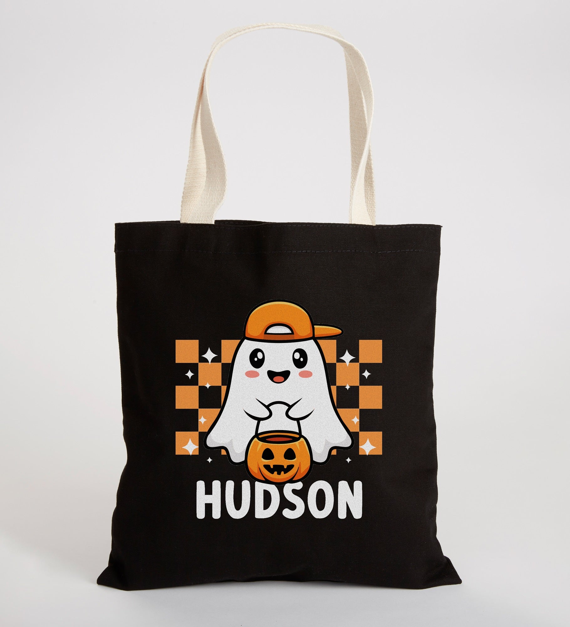 Boo Crew Ghost Personalized Black Treat Bag