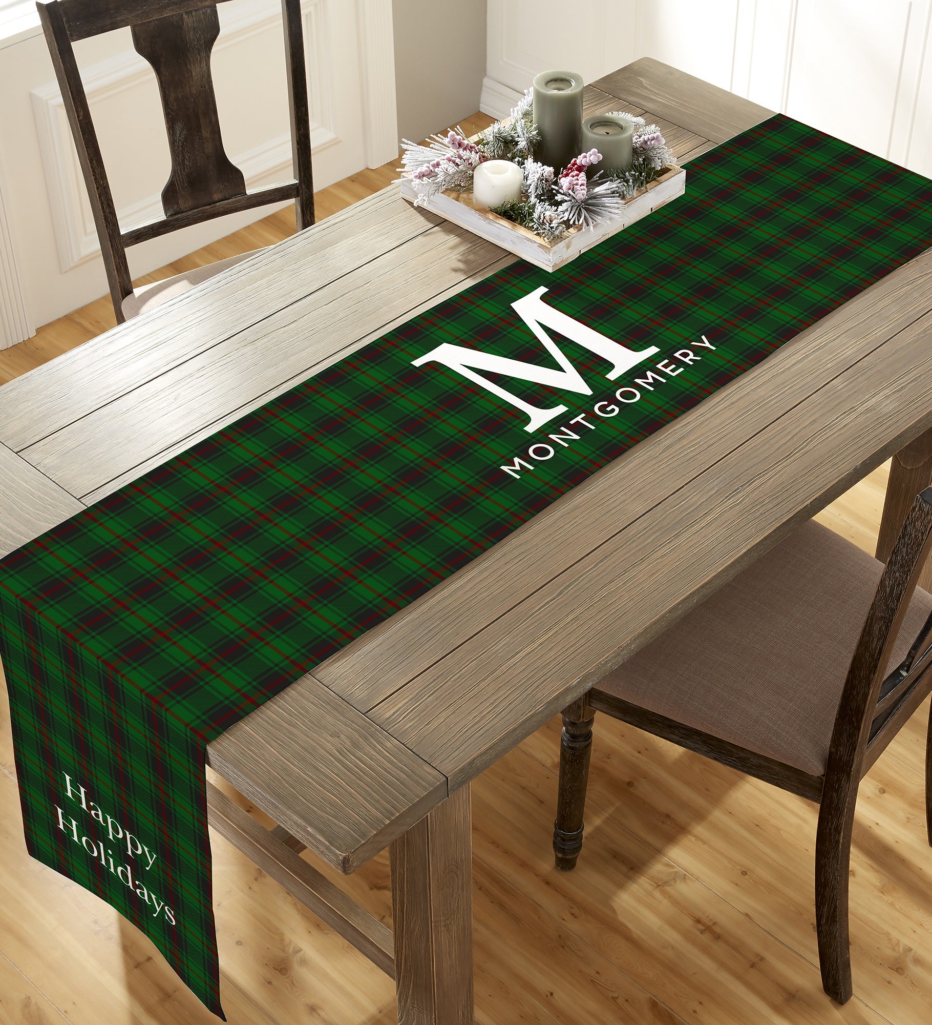 Christmas Plaid Personalized Table Runner
