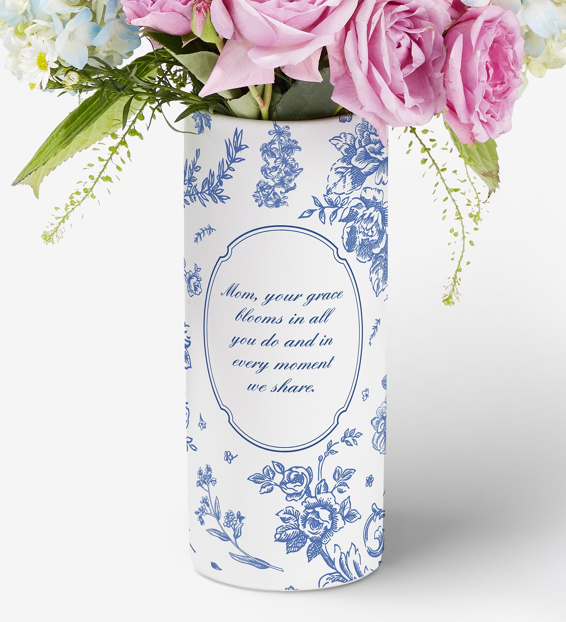 Toile Edit Personalized White Flower Vase