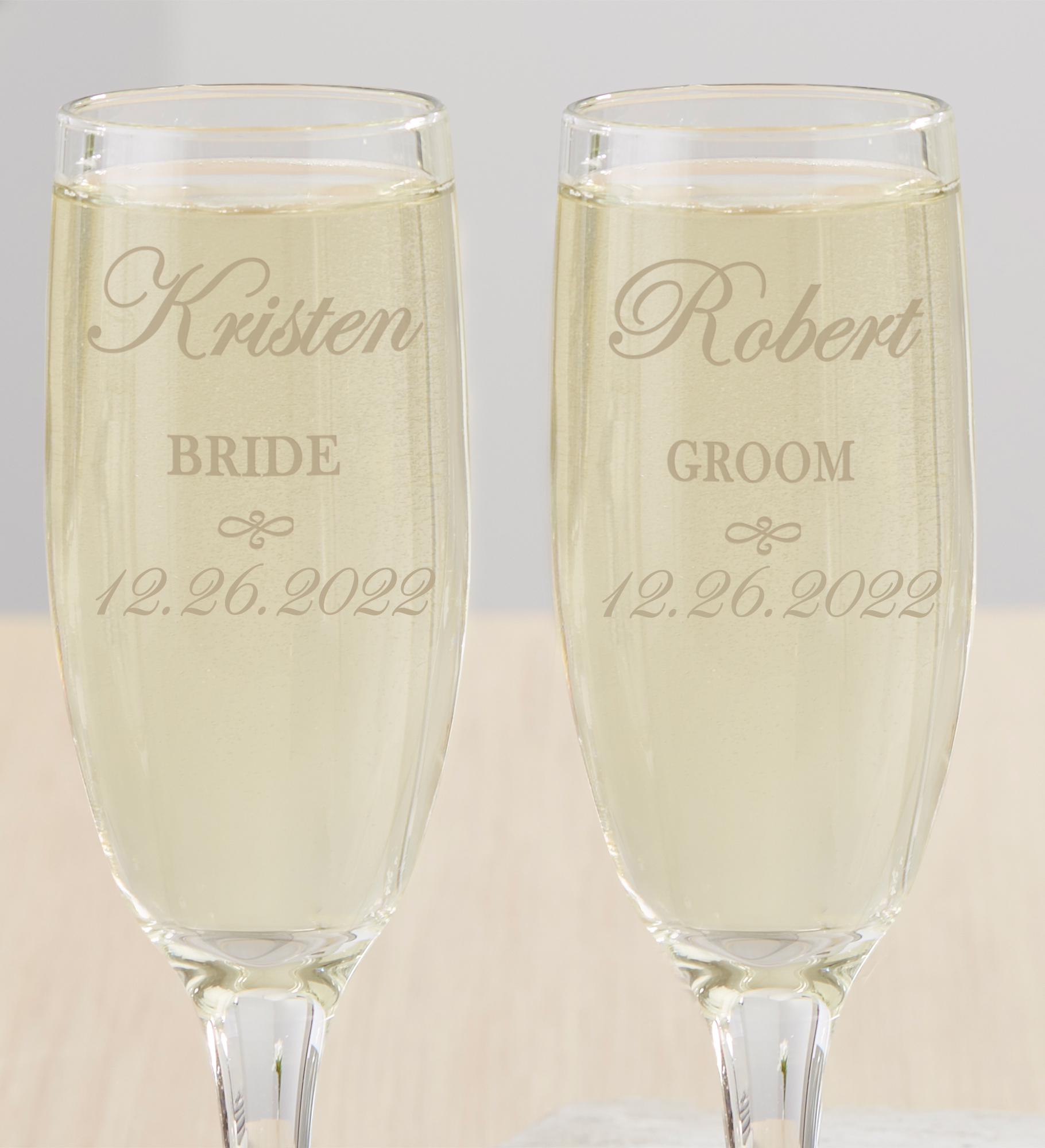 Wedding Couple Personalized Champagne Flute Set 
