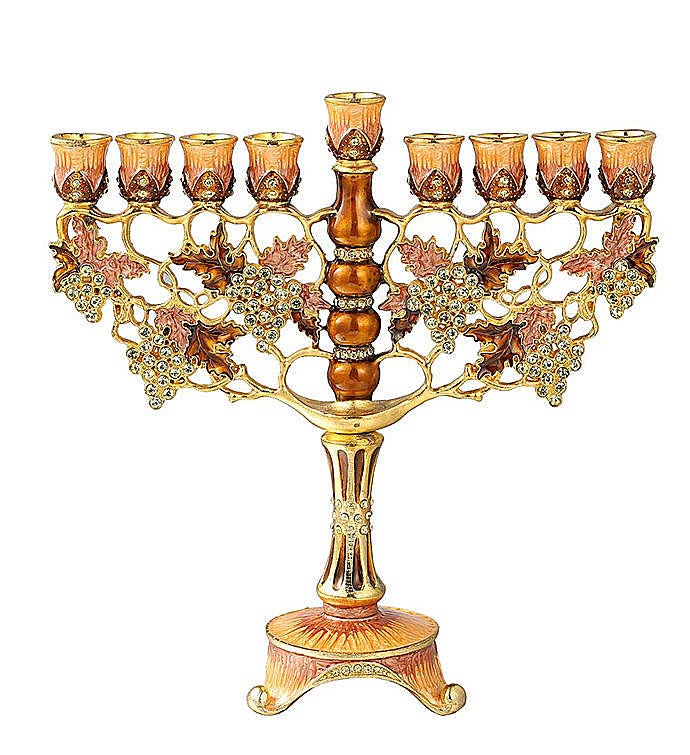 Hand Painted Menorah Candelabra Star of David 181024