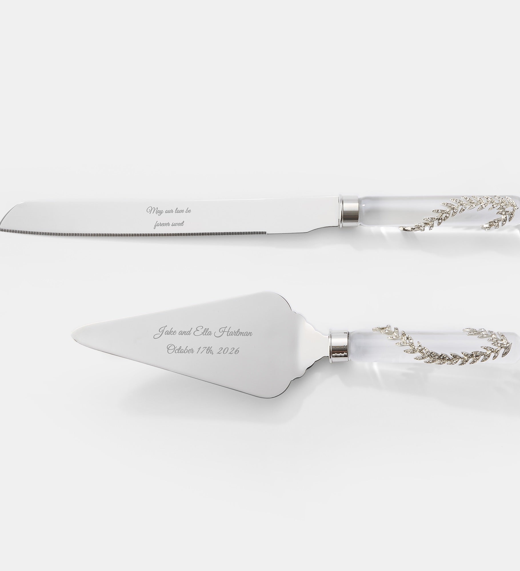 Engraved Athena Wedding Cake Server Set 