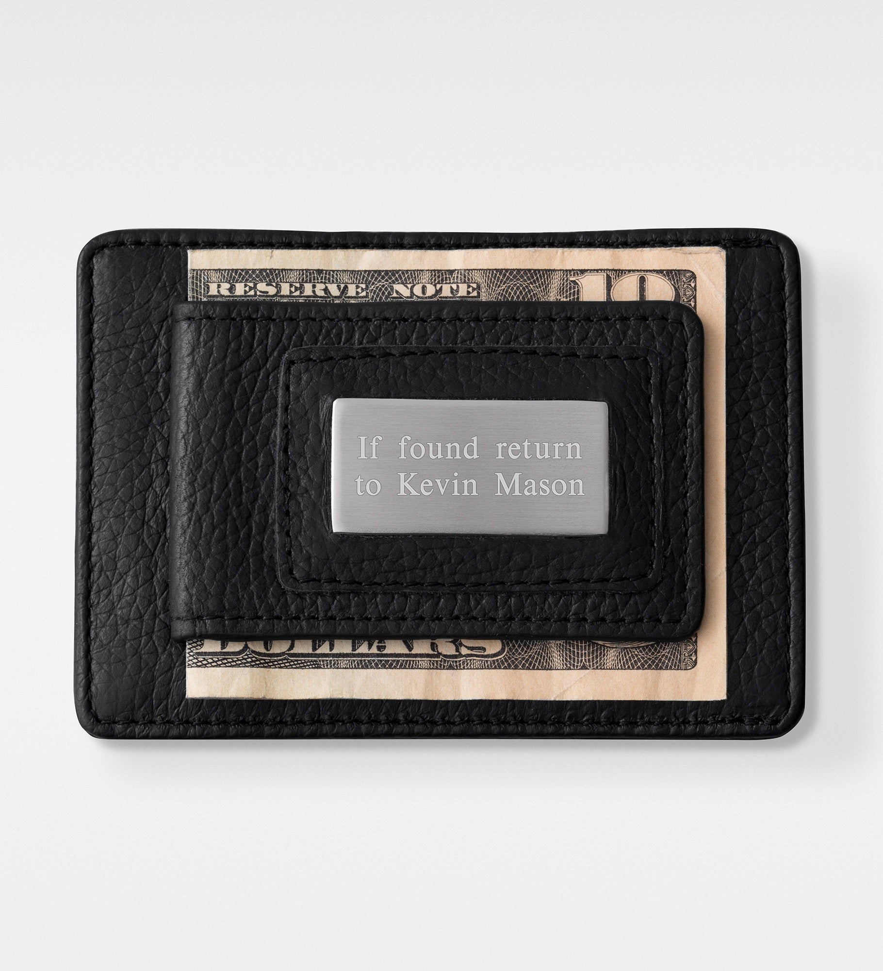 Engraved Wallet and Money Clip Duo in Black