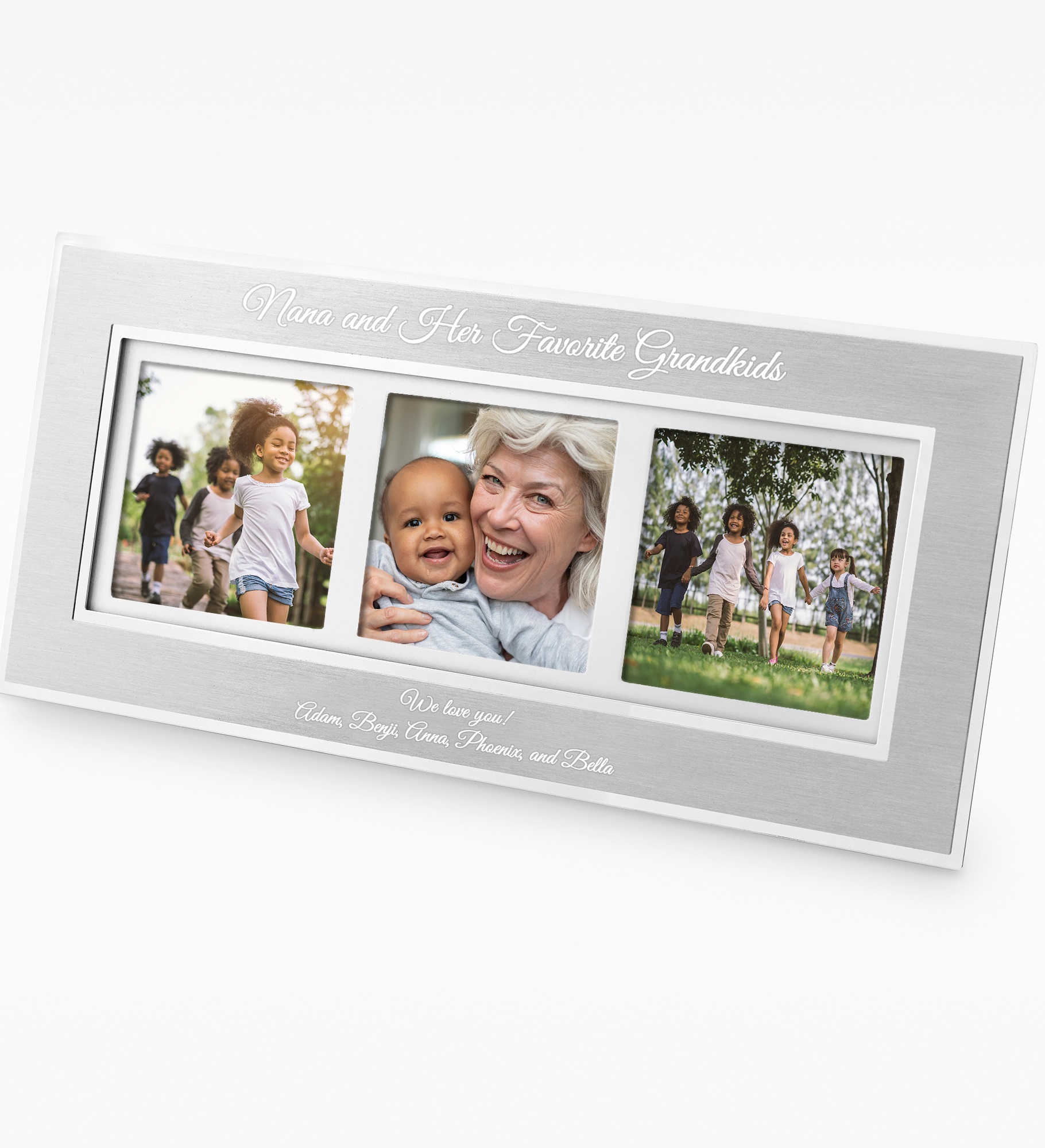  Engraved for Grandma- Flat Iron Three Picture Frame