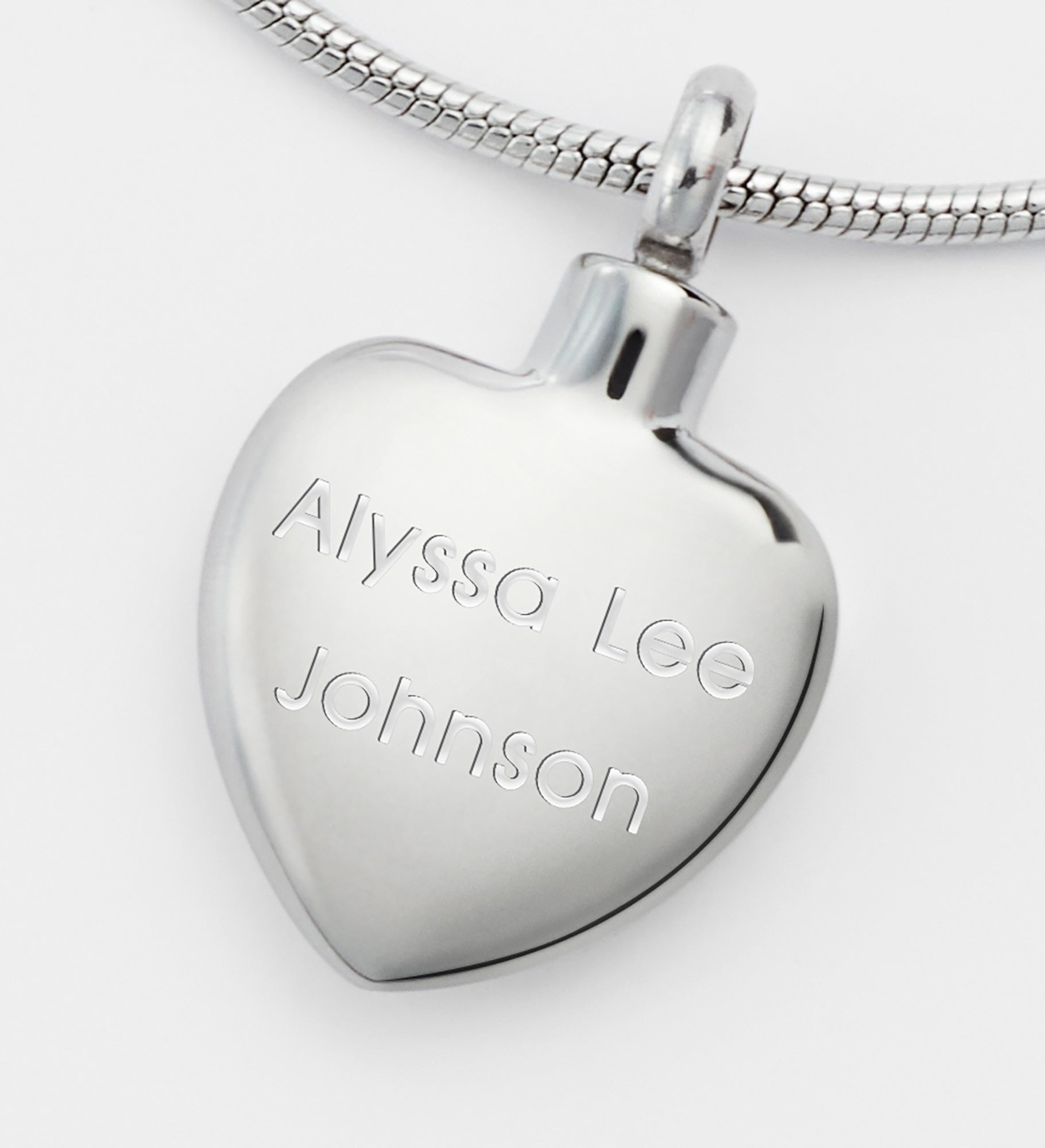 Engraved Memorial Heart Urn Necklace