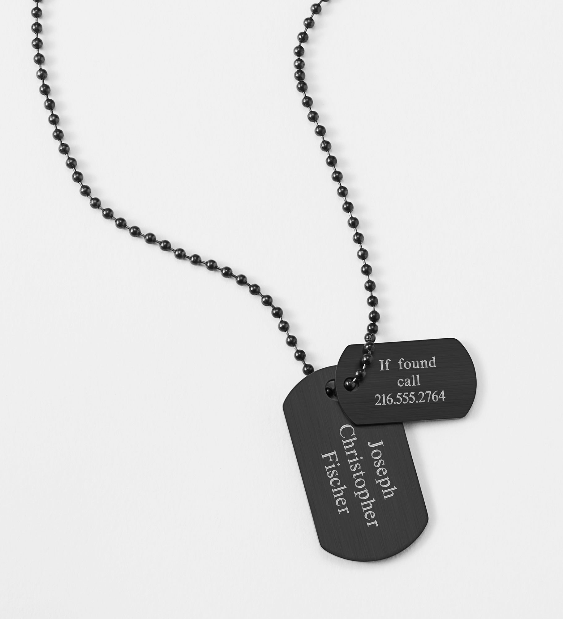 Engraved Kids Gunmetal Double Dog Tag