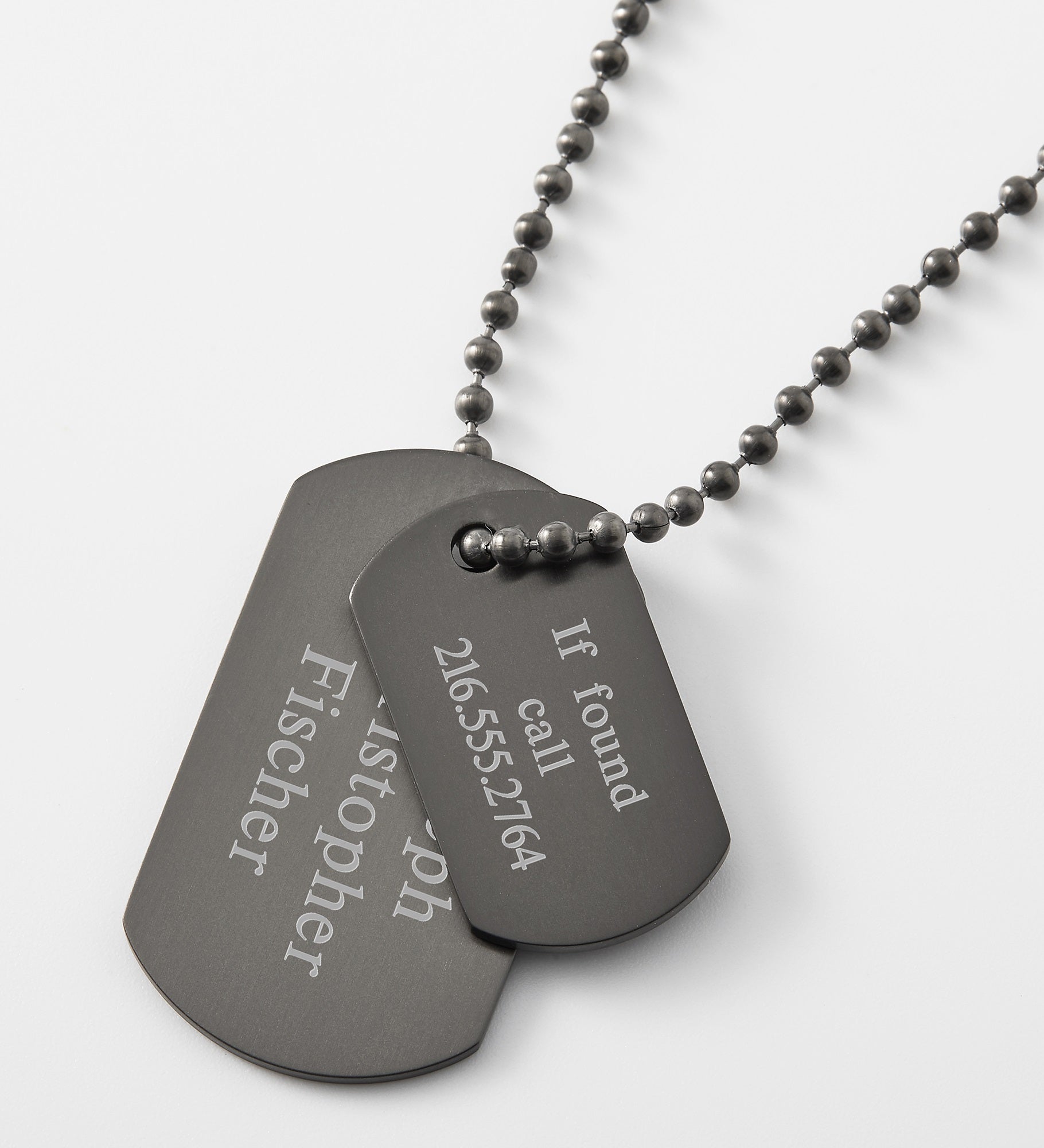 Engraved Kids Gunmetal Double Dog Tag