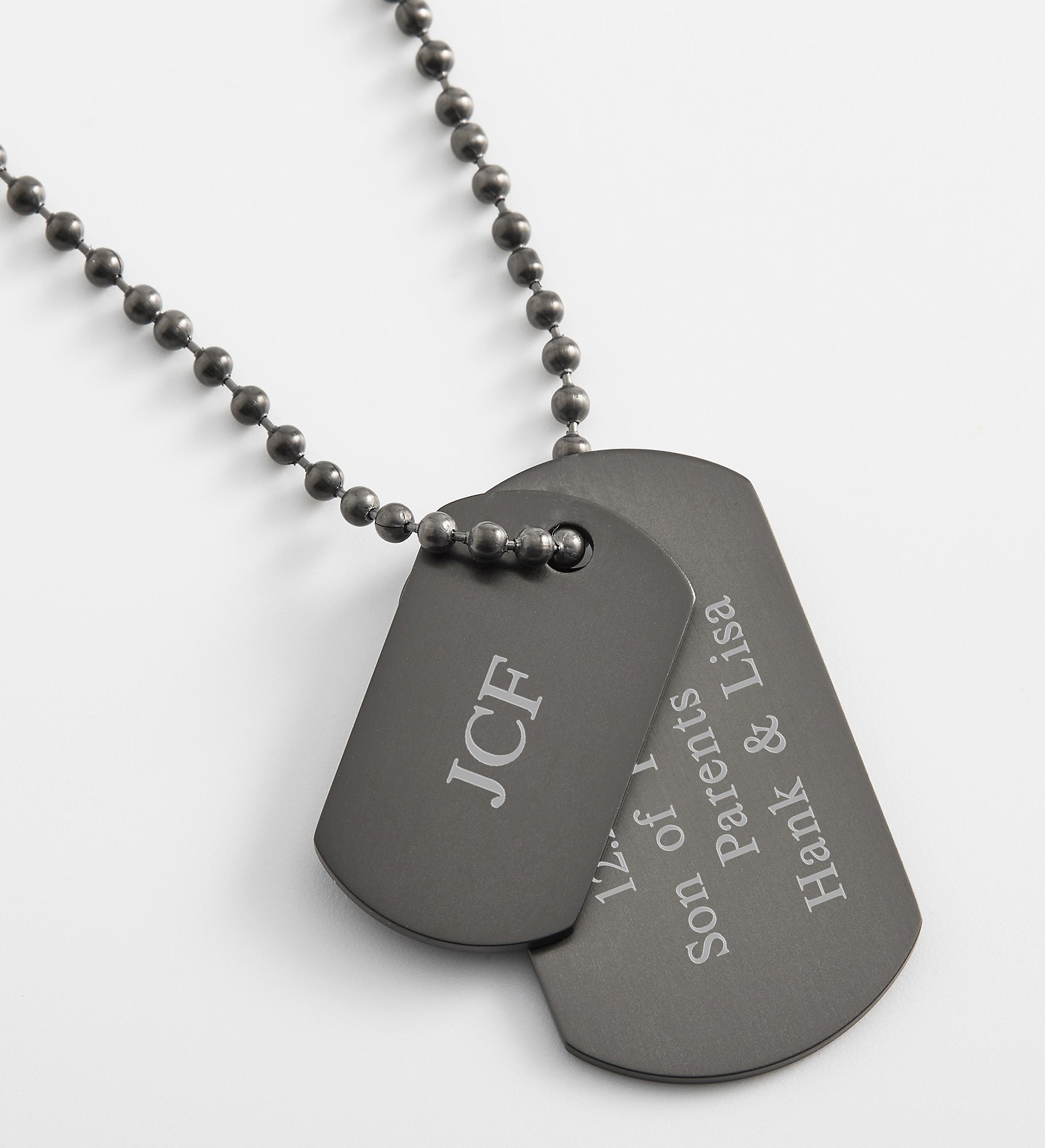 Engraved Kids Gunmetal Double Dog Tag